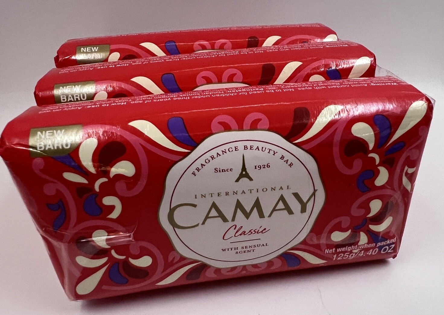New Camay Classic Bar Soap Fragrance Beauty Bar Sensual Scent 3 Bars 4.4oz each