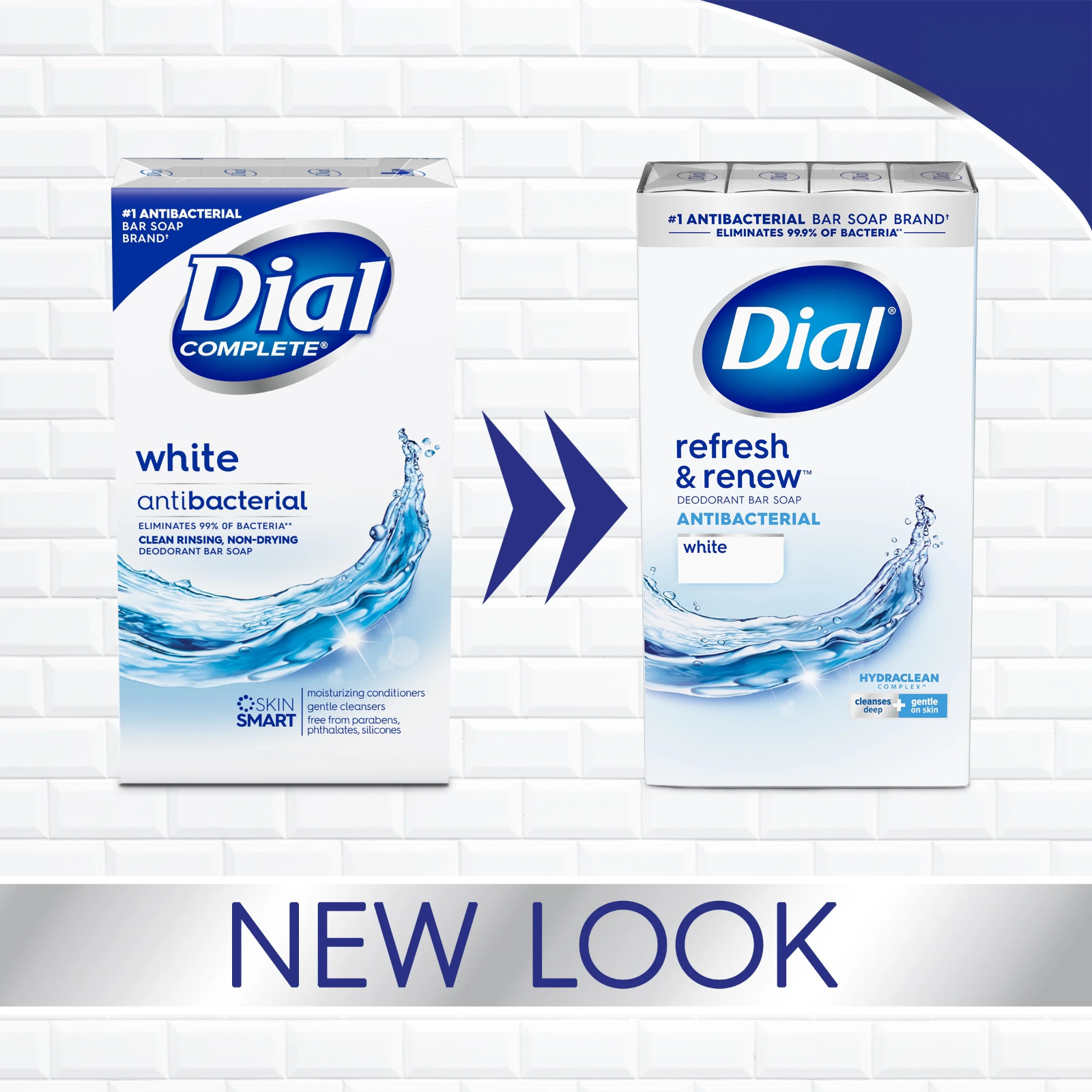 Dial Antibacterial Bar Soap, Refresh & Renew, White, 4 oz, 12 Bars
