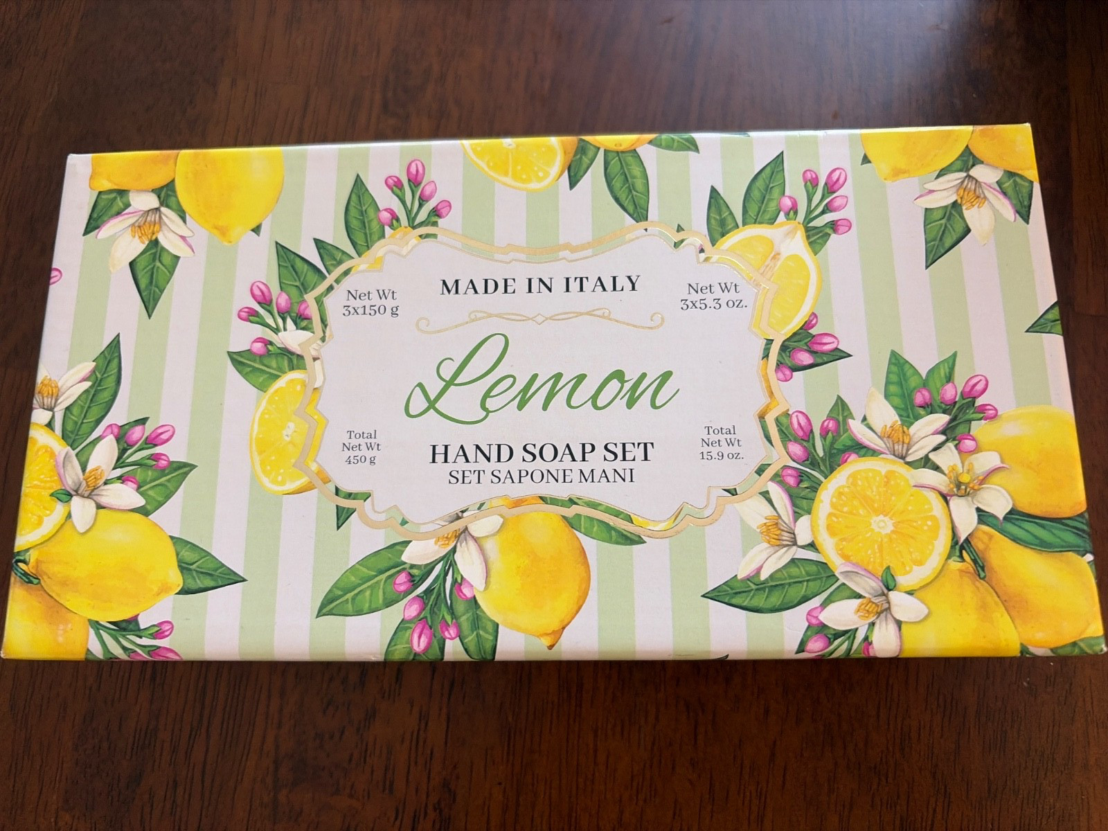 Made in Italy Lemon Hand Soap Set 3 Bars 5.3oz Each Luxury Gift Boxed New