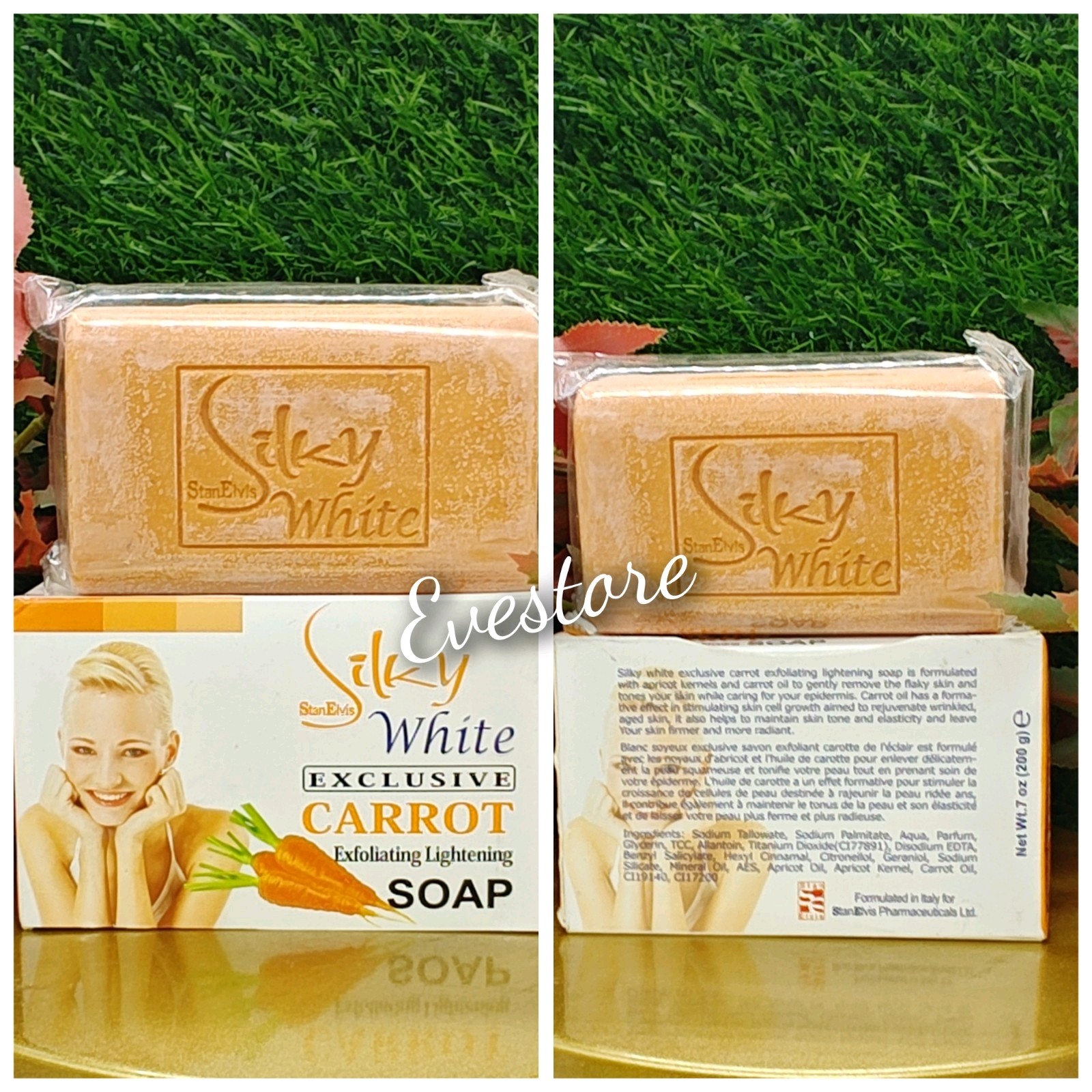 2X Silky White Exclusive CARROT Exfoliating Lightening Soap 200g (each)