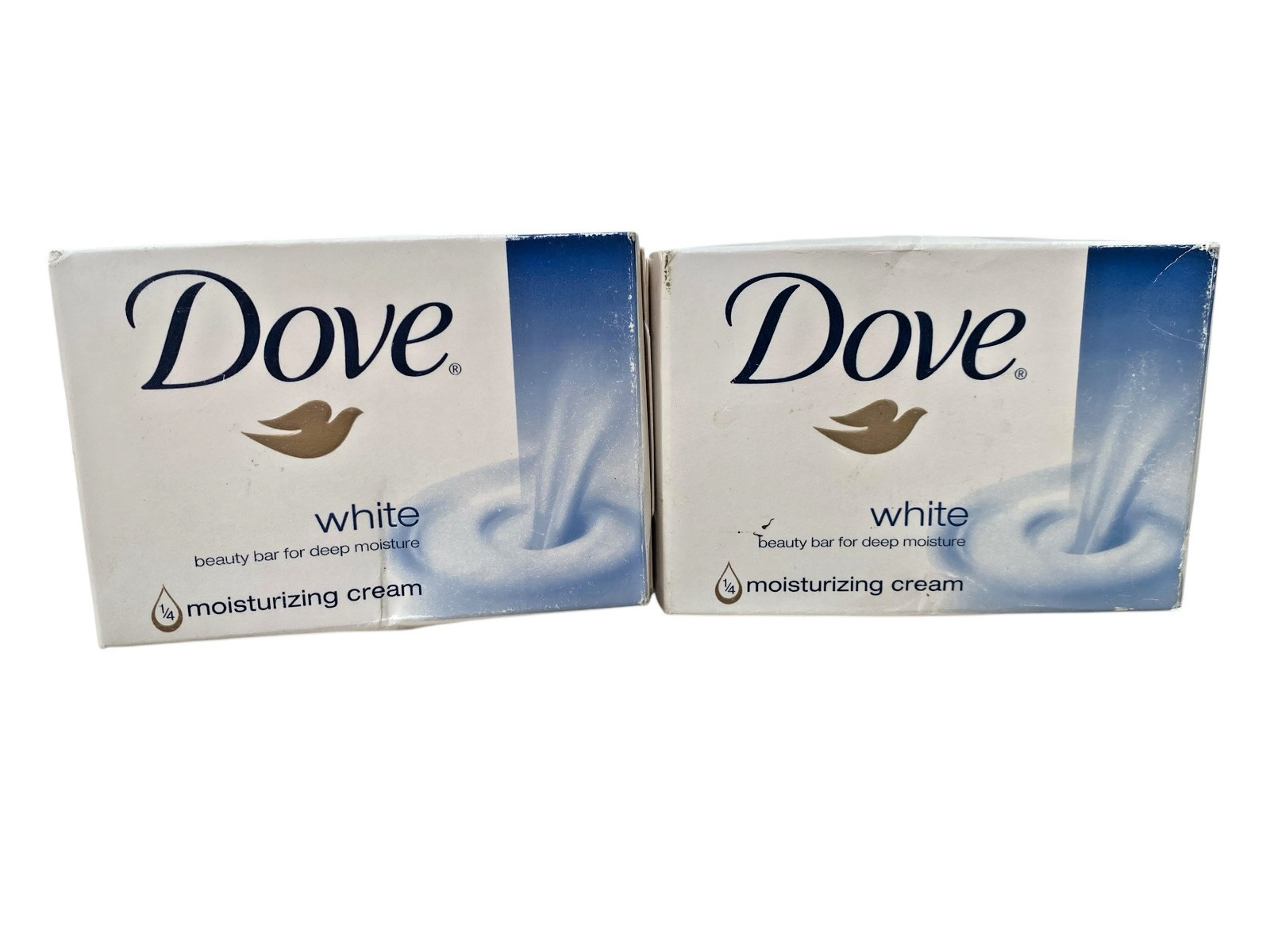 2 Dove White Beauty Bar Soap Deep Moisture 1/4 Moisturizing Cream Discontinued