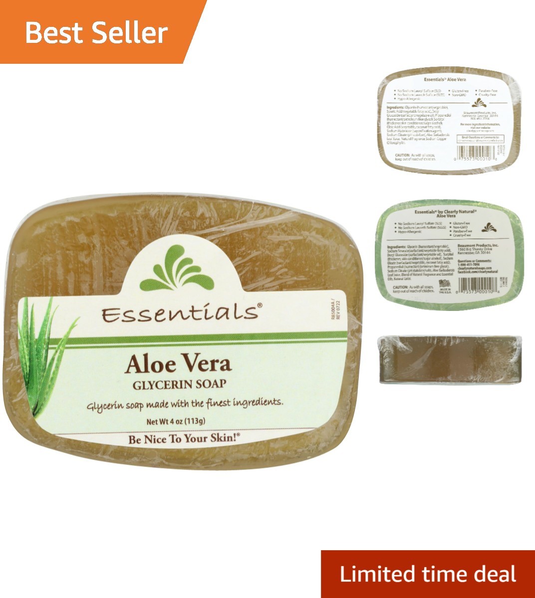 Organic Aloe Vera Glycerine Soap 4 oz – Gentle Cleansing for Sensitive Skin