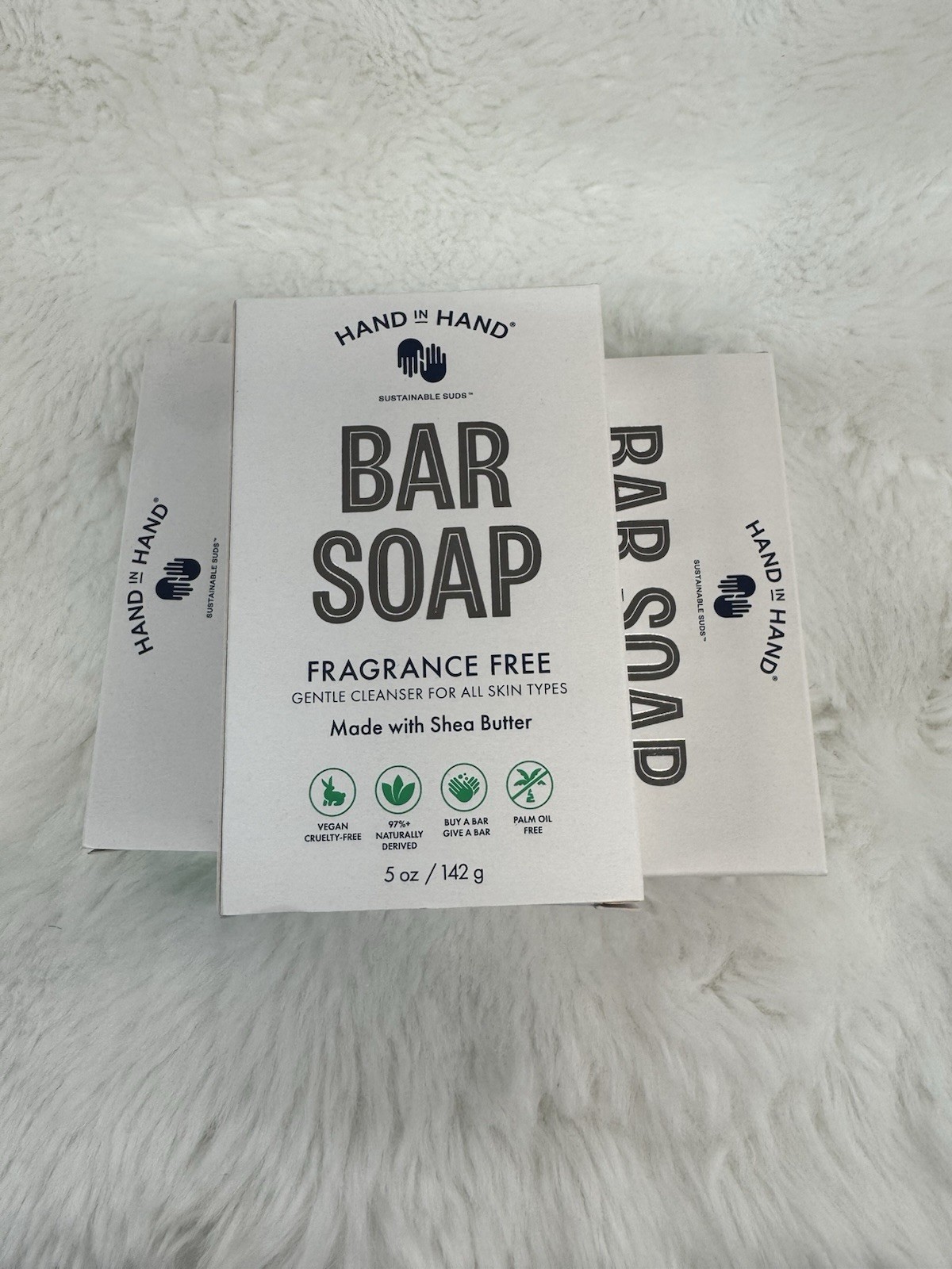 Hand In Hand Bar Soap Fragrance Free With She’s Butter, 5 Oz (3 New)