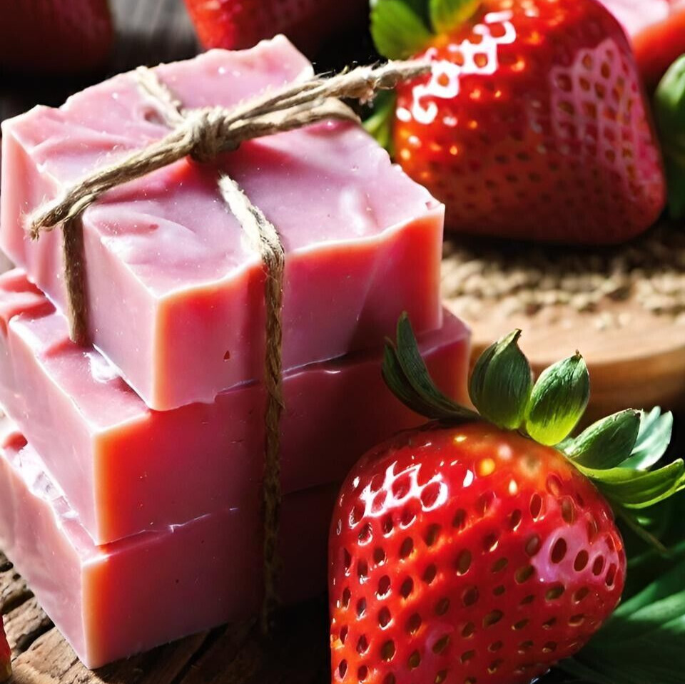 Strawberry Handmade Organic Soap Bar Natural Oil Wonderful Scent Premium Body