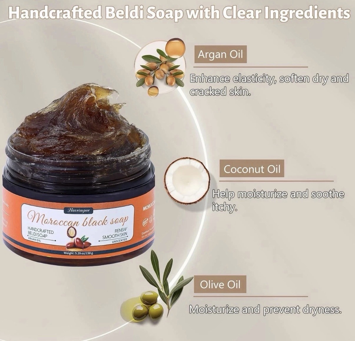 2 Pack Organic Moroccan Black Soap Soften Skin, Moisturizing Beldi Soap 5.29 oz