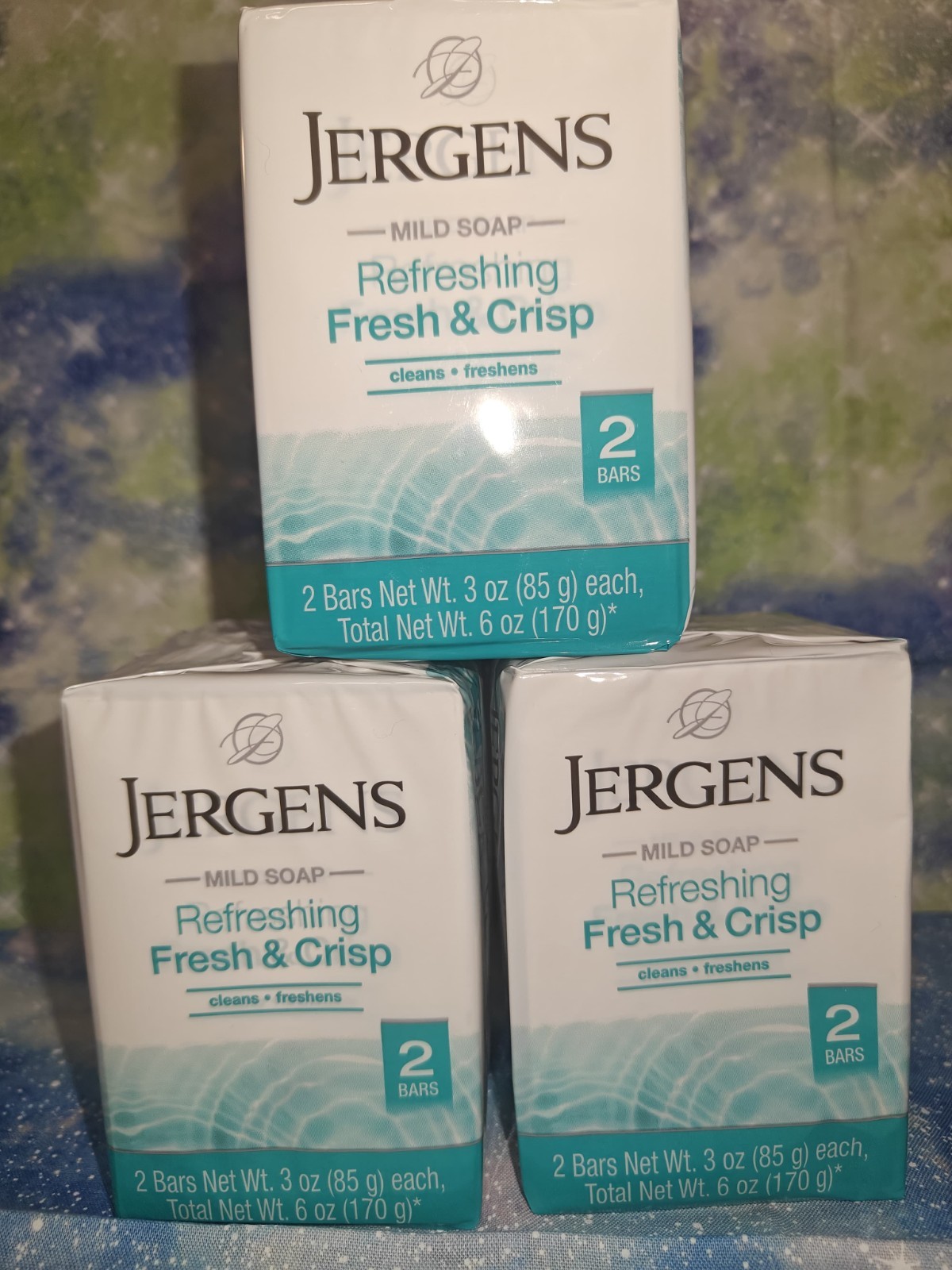 Lot of 5 (2) Packs of Jergens Mild Soap, Refreshing FRESH & CRISP. Total 10 Bars