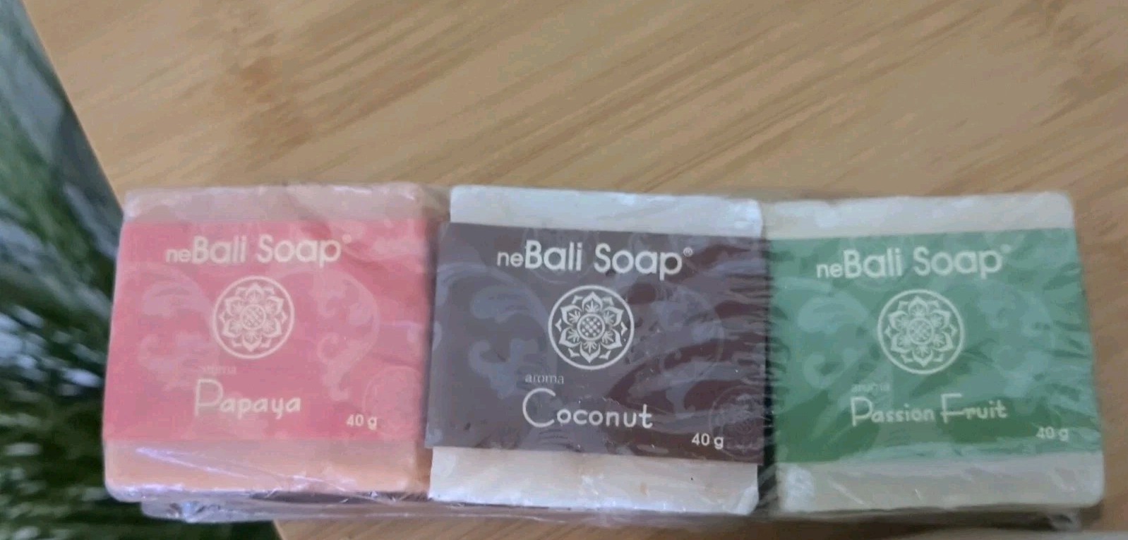 Natural 3 Bar Soap Set neBali Soap Papaya Coconut Passion Fruit Unisex 40g Each