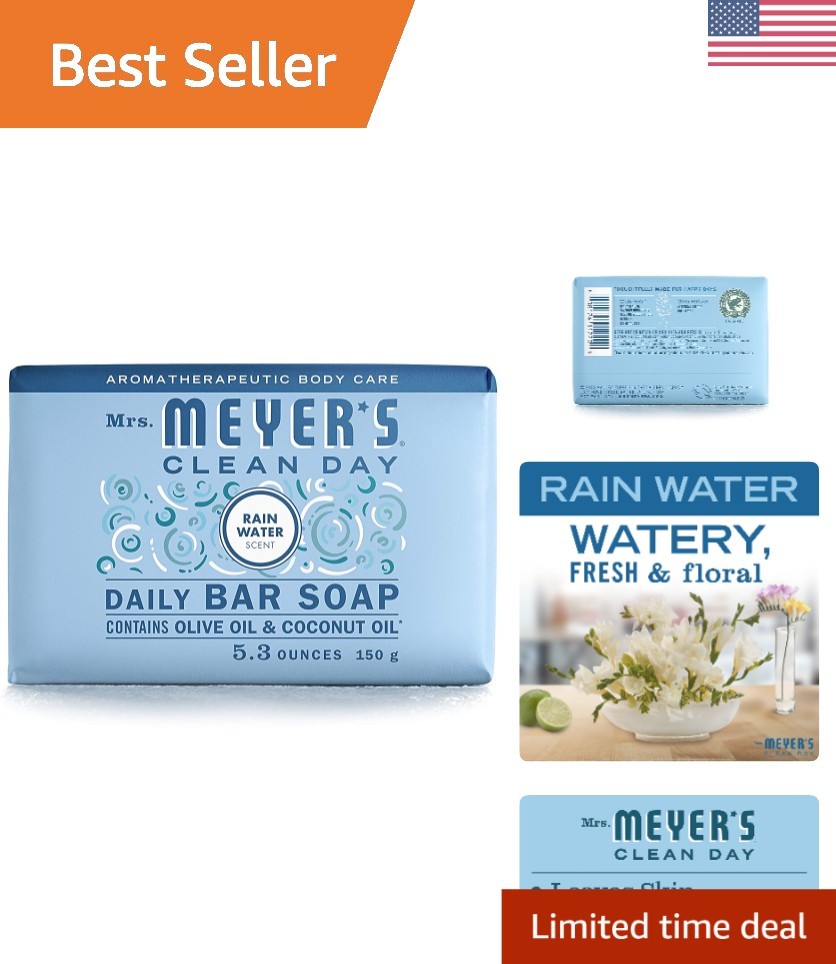 Mrs. Meyer’s Clean Day Rain Water Soap – Luxurious Essential Oils Bar, 5.3 oz