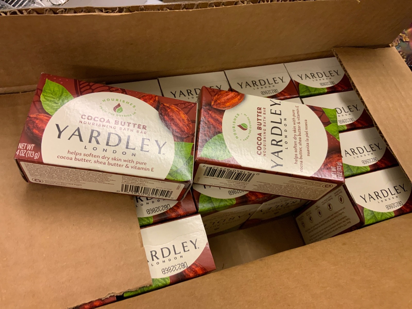 Yardley London Bath Bar Soap with Cocoa Shea Butter & Vitamin E 4 oz Pack of 24