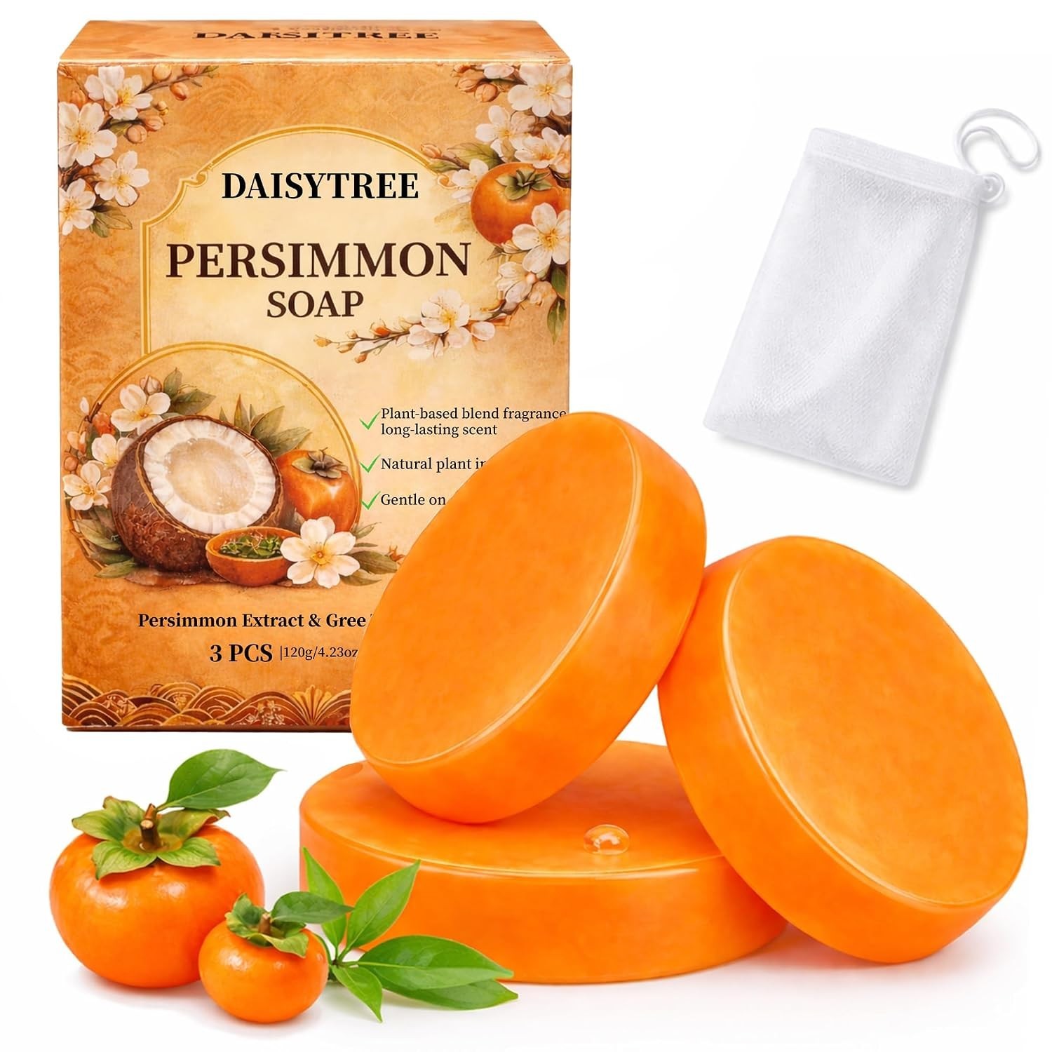 Persimmon Soap for Body Odor, Japanese Persimmon Soap, Contains Green Tea Ext…