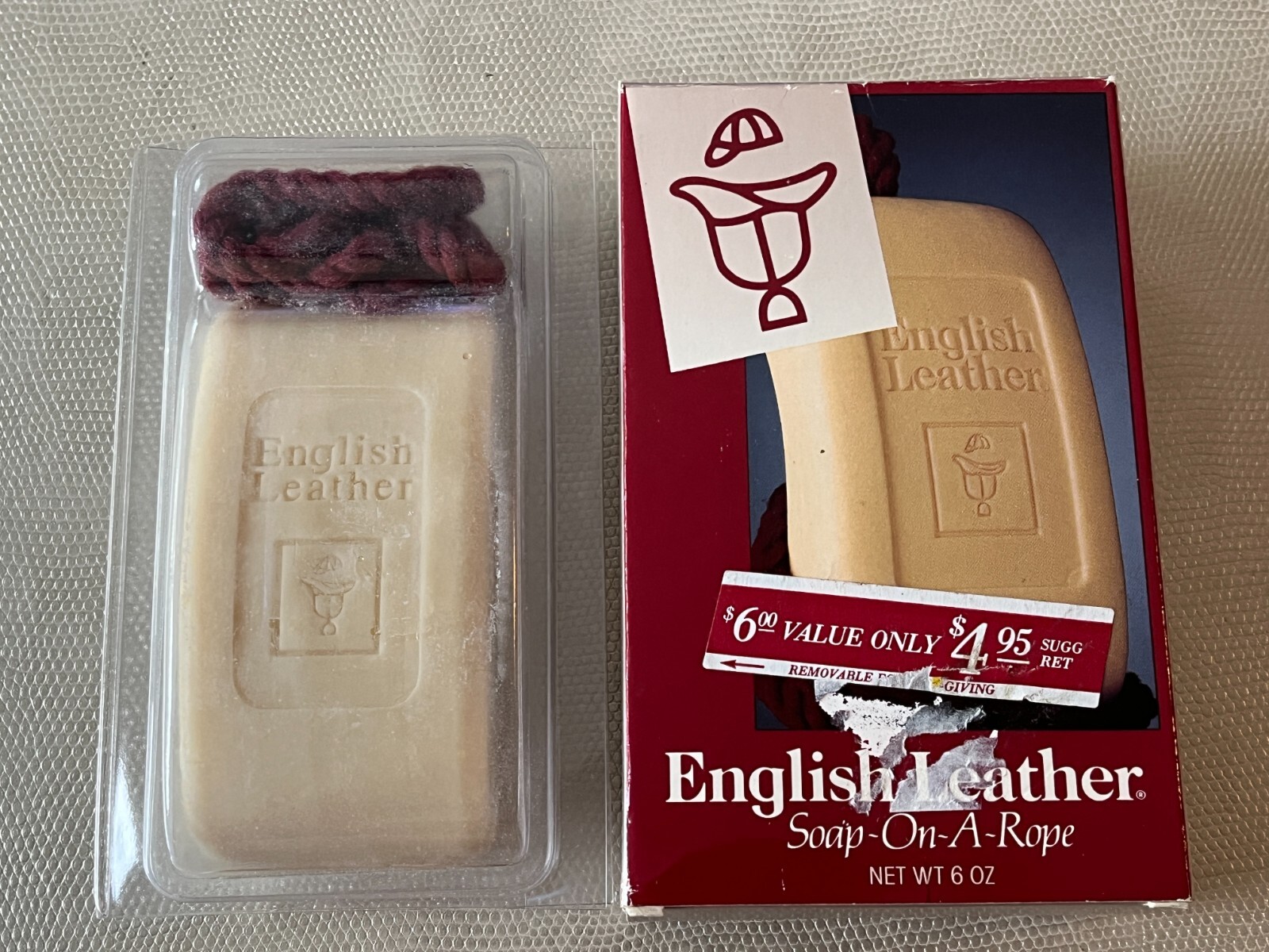 Vintage English Leather Soap on a Rope & Hair Dressing Tube BRAND NEW OLD STOCK