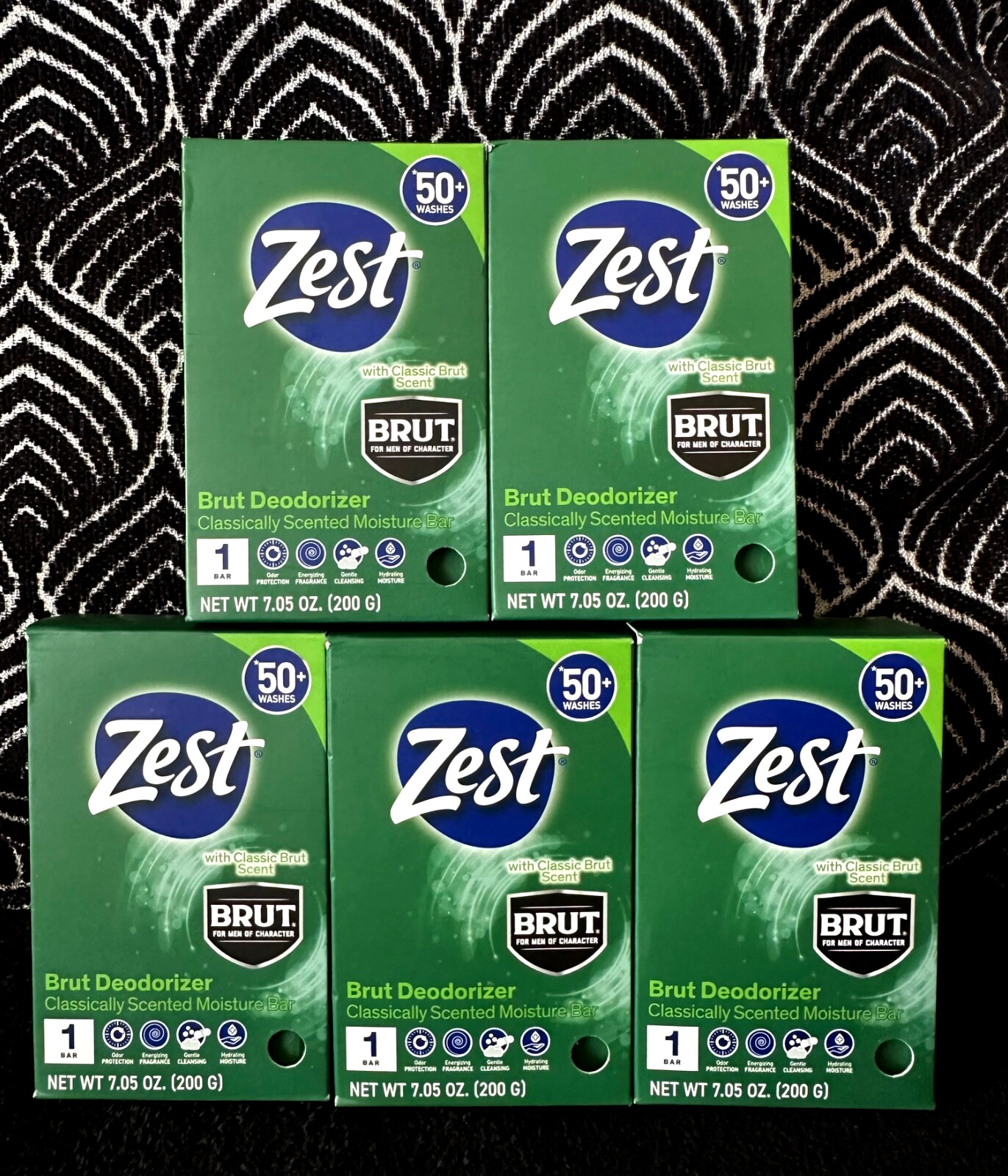 🌺5pk ZEST BRUT DEODORIZER CLASSICALLY SCENTED MOISTURE SOAP 50+ WASHES A BAR 💎