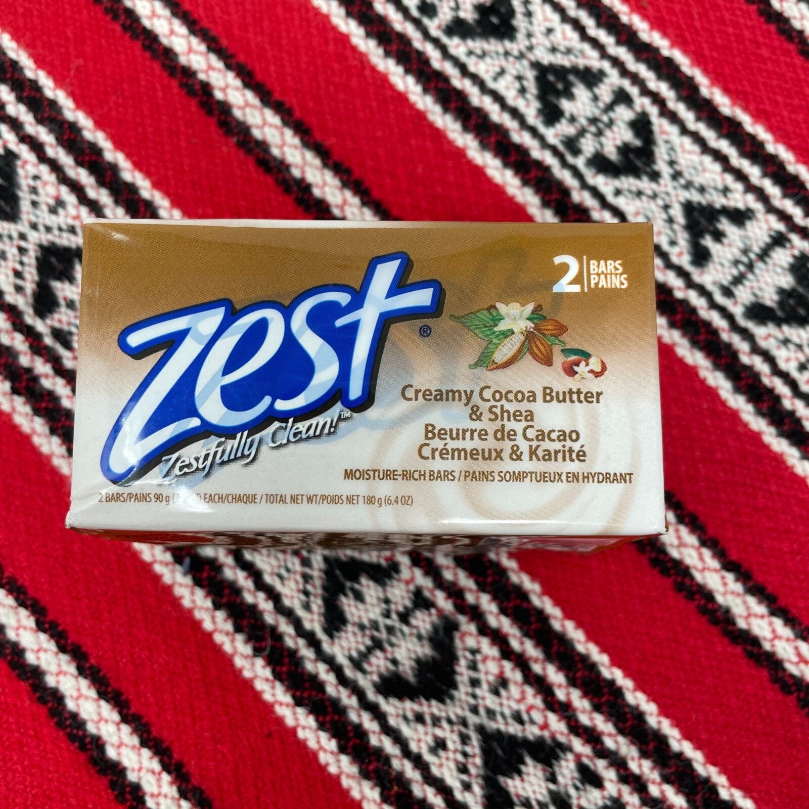 Zest Cocoa Butter & Shea Moisture-Rich Bar Soap 2-Pack 3.2 Oz Each Old Packaging