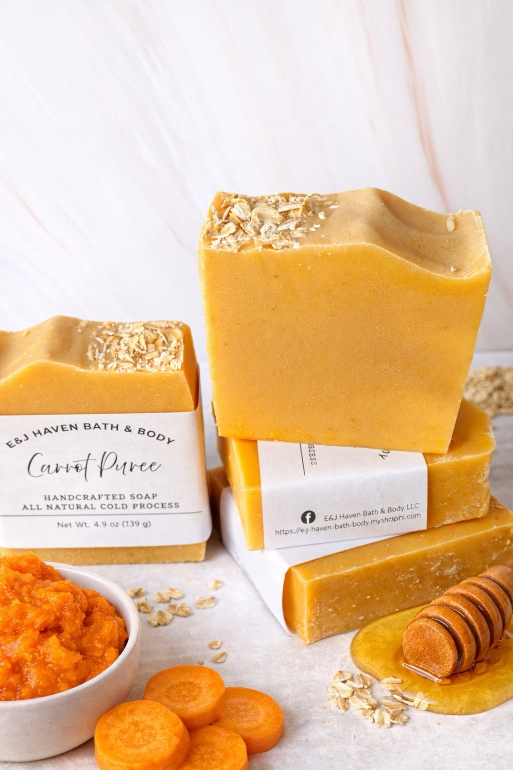 E&J Haven Bath & Body Handcrafted Carrot Puree Soap Cold Process 4.9 oz