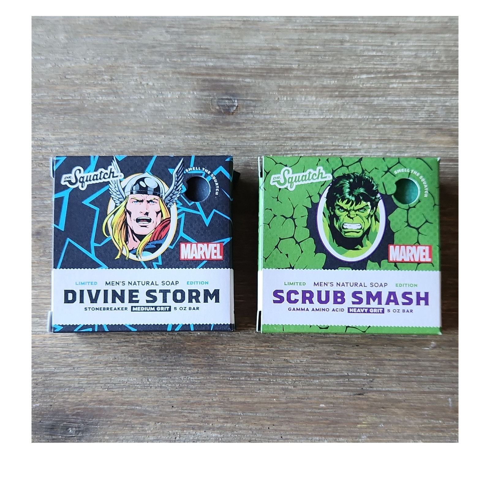 Dr. Squatch Marvel Men’s Body Bar Soap 5oz Divine Storm + Scrub Smash