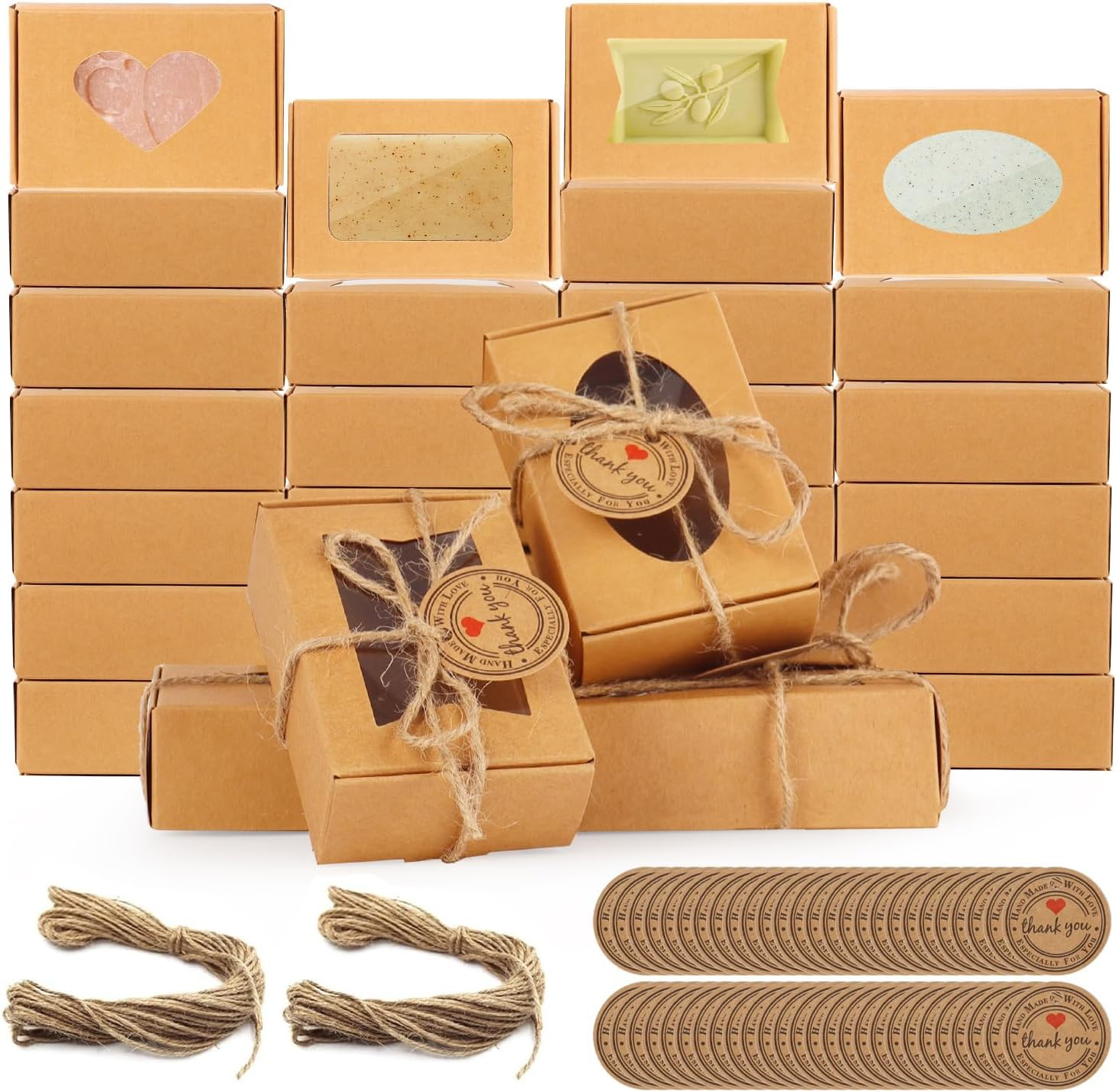 60 PCS Soap Boxes for Homemade Soap 3.55 X 2.4 X 1.2 Inch Small Soap Packagin…