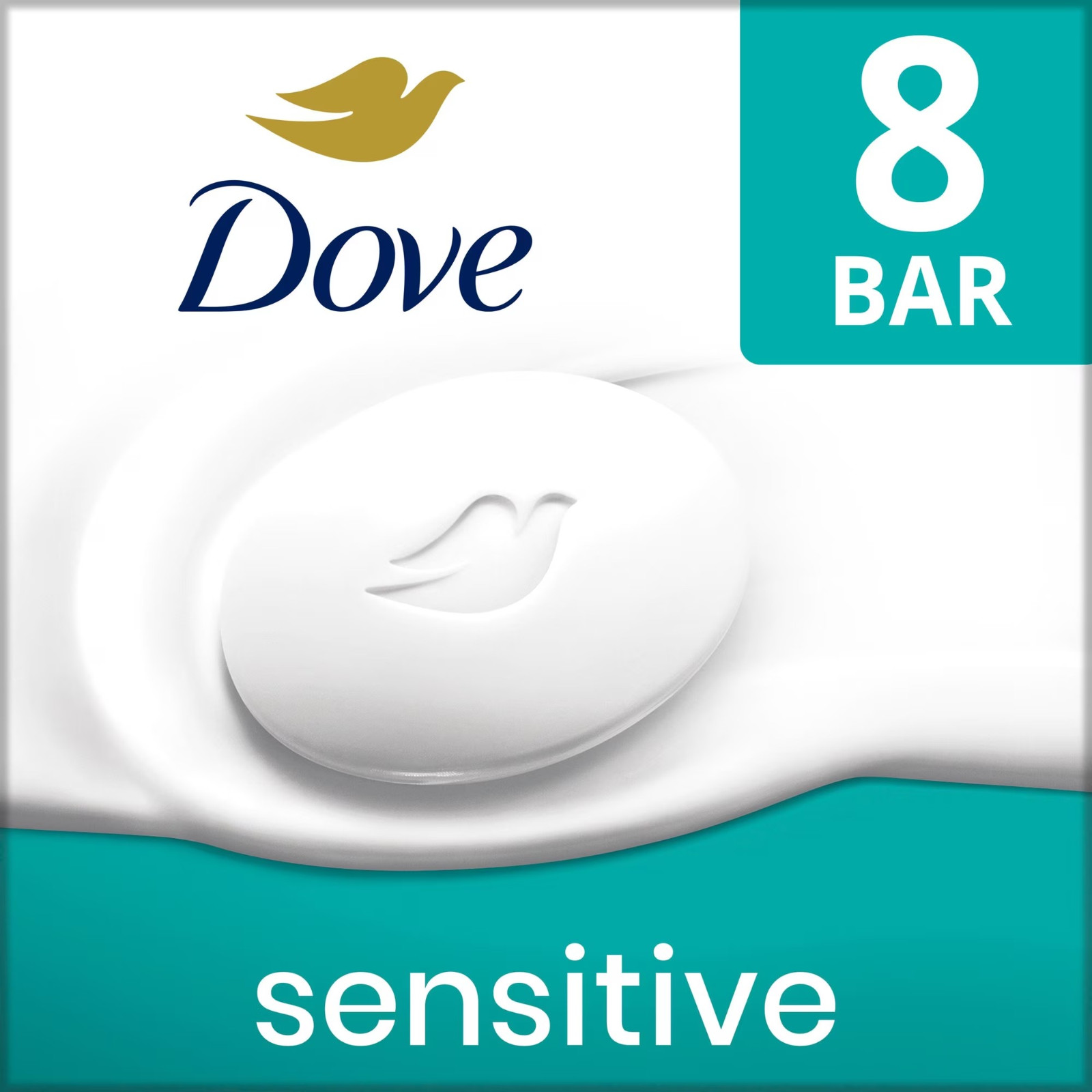 Beauty Bar Soap Sensitive, 8 Bars for Sensitive Skin, Fragrance Free and Hypoall