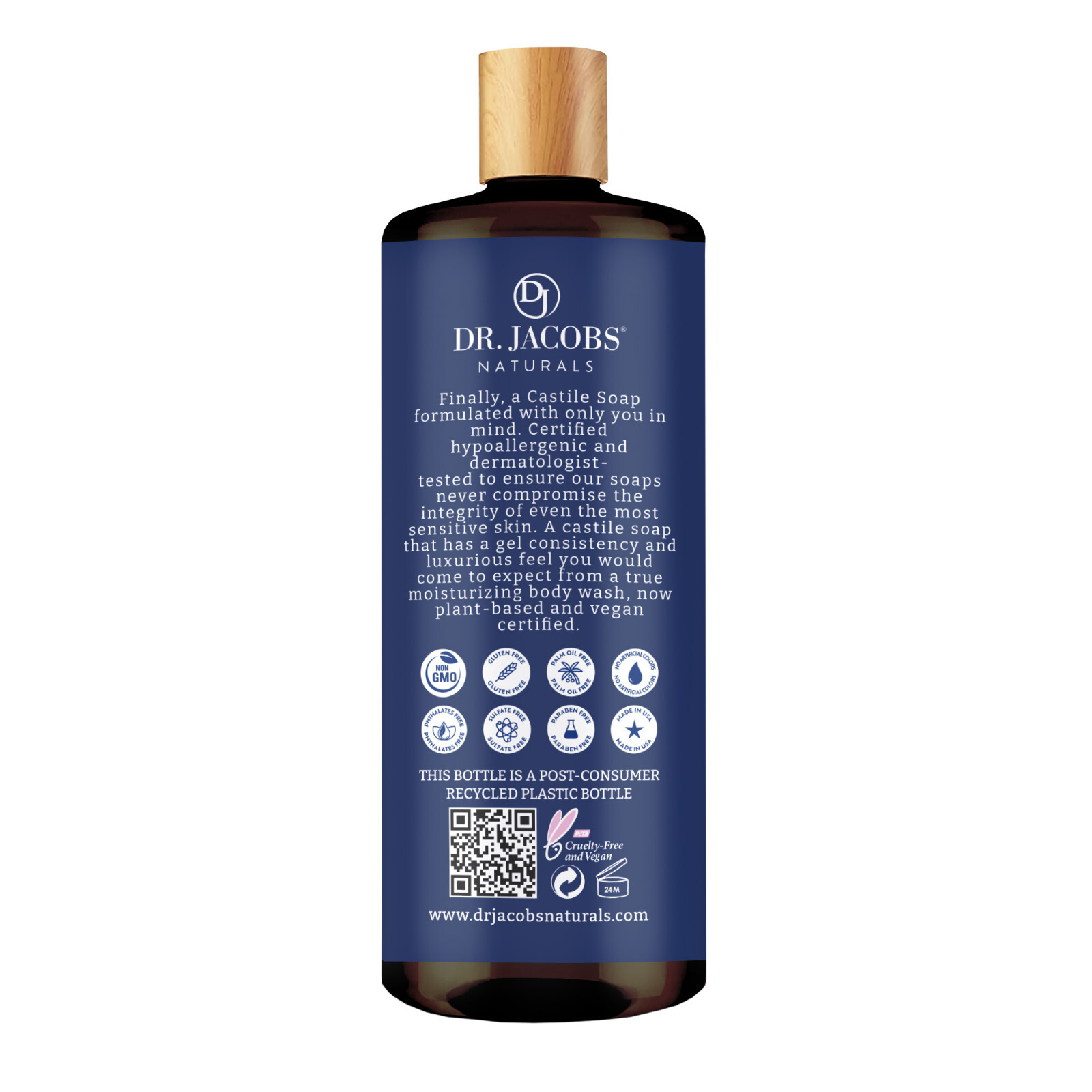 Dr Jacobs Naturals 32oz Peppermint Castile Body Wash Soap Plant-Based