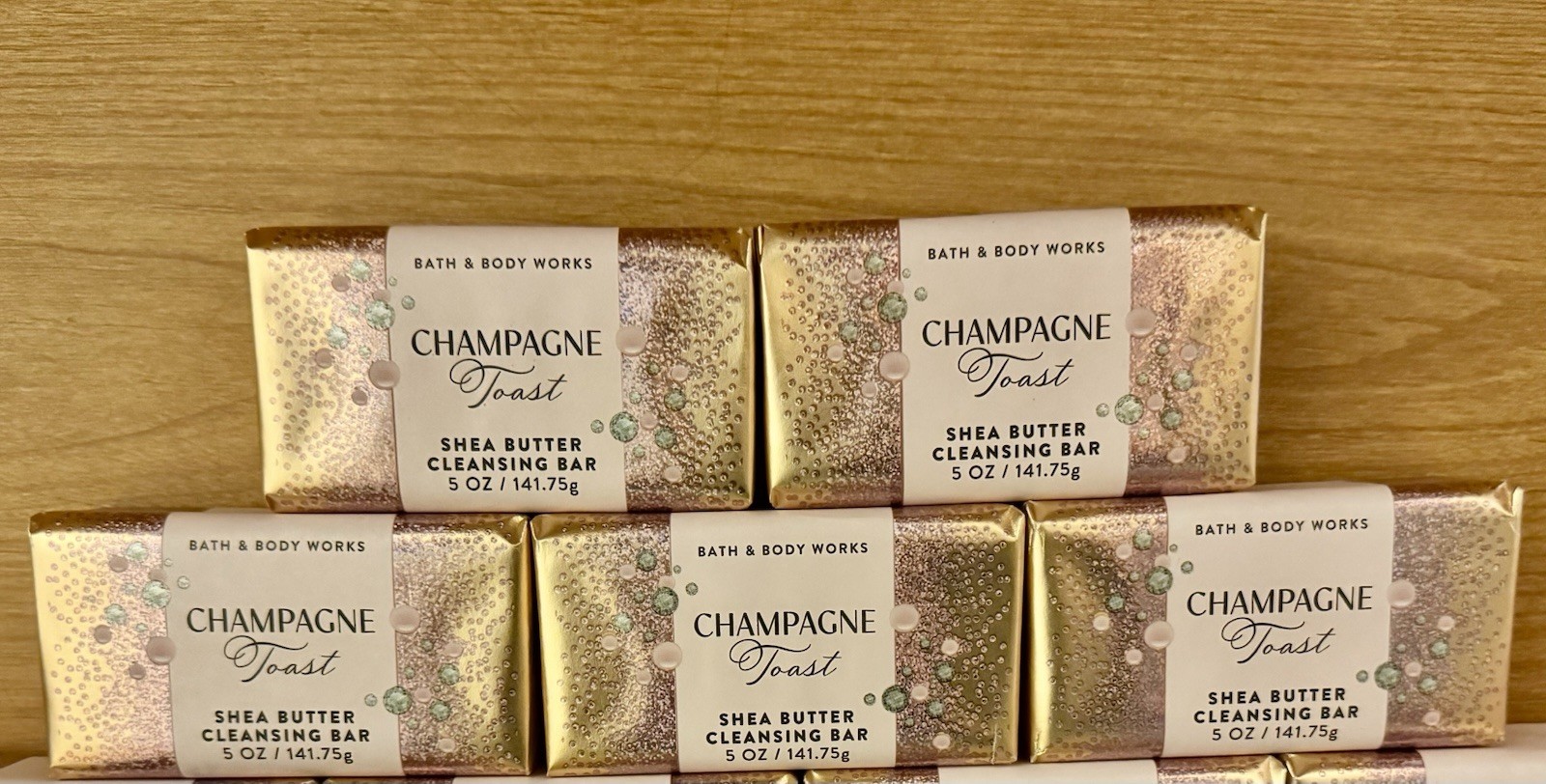 5 X New Bath & Body Works Champagne Toast Shea Butter Cleansing Soap Bars