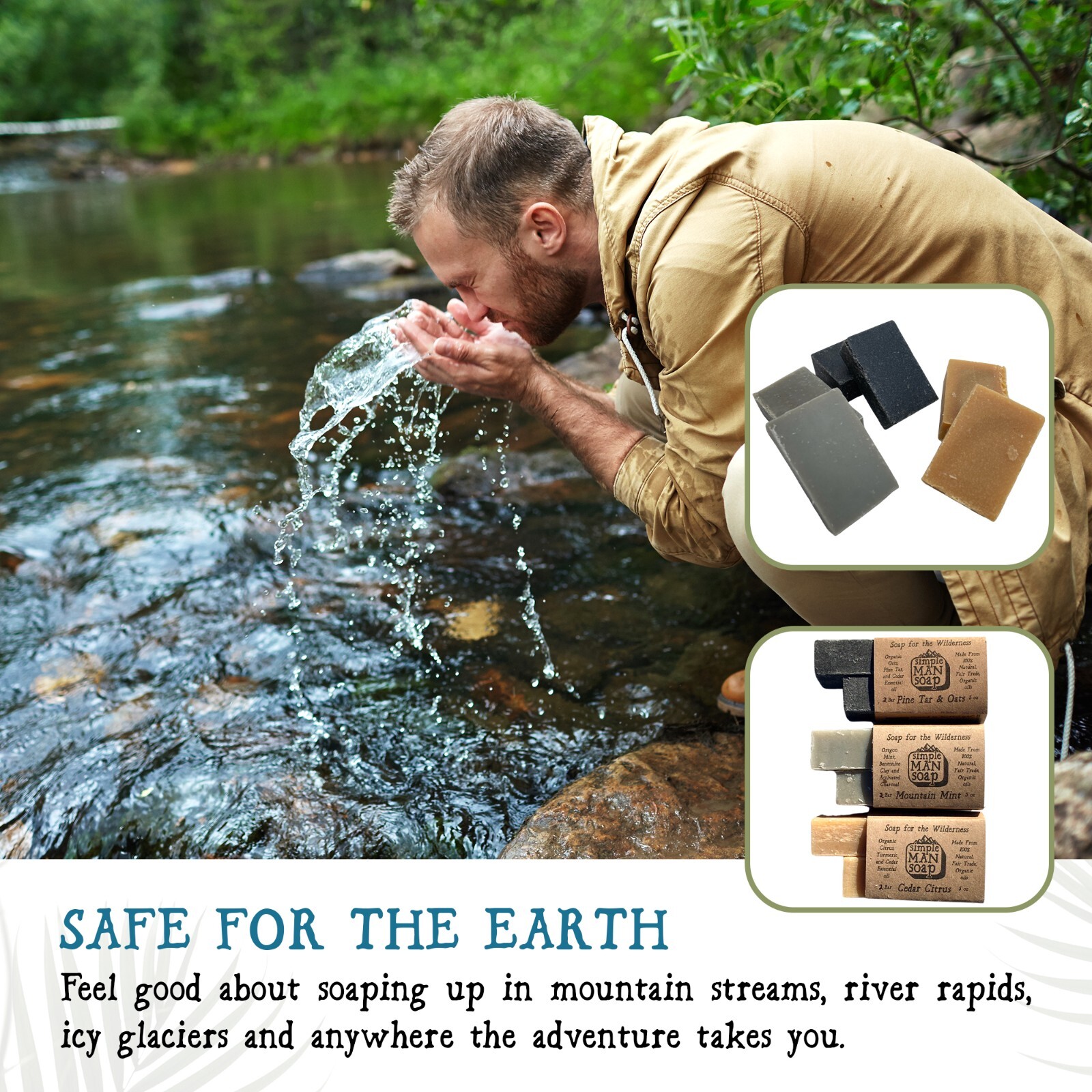 Organic Men’s Bar Soap, Pine Tar Oats Cedar Citrus Mint, Bath Soap by SimpleMan
