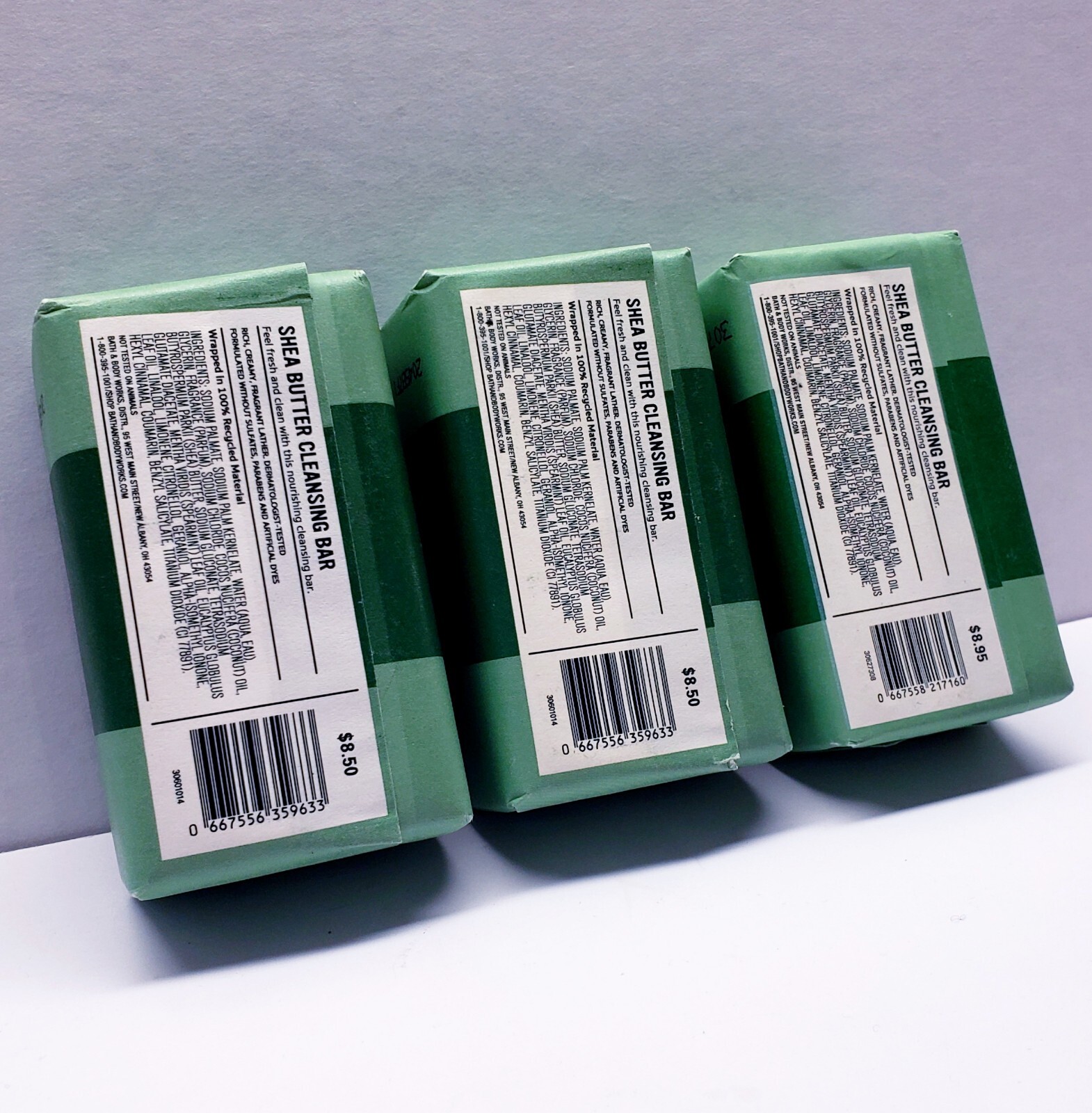 Bath & Body Works EUCALYPTUS SPEARMINT Shea Butter Cleansing Bar, 5 oz (3 pack)