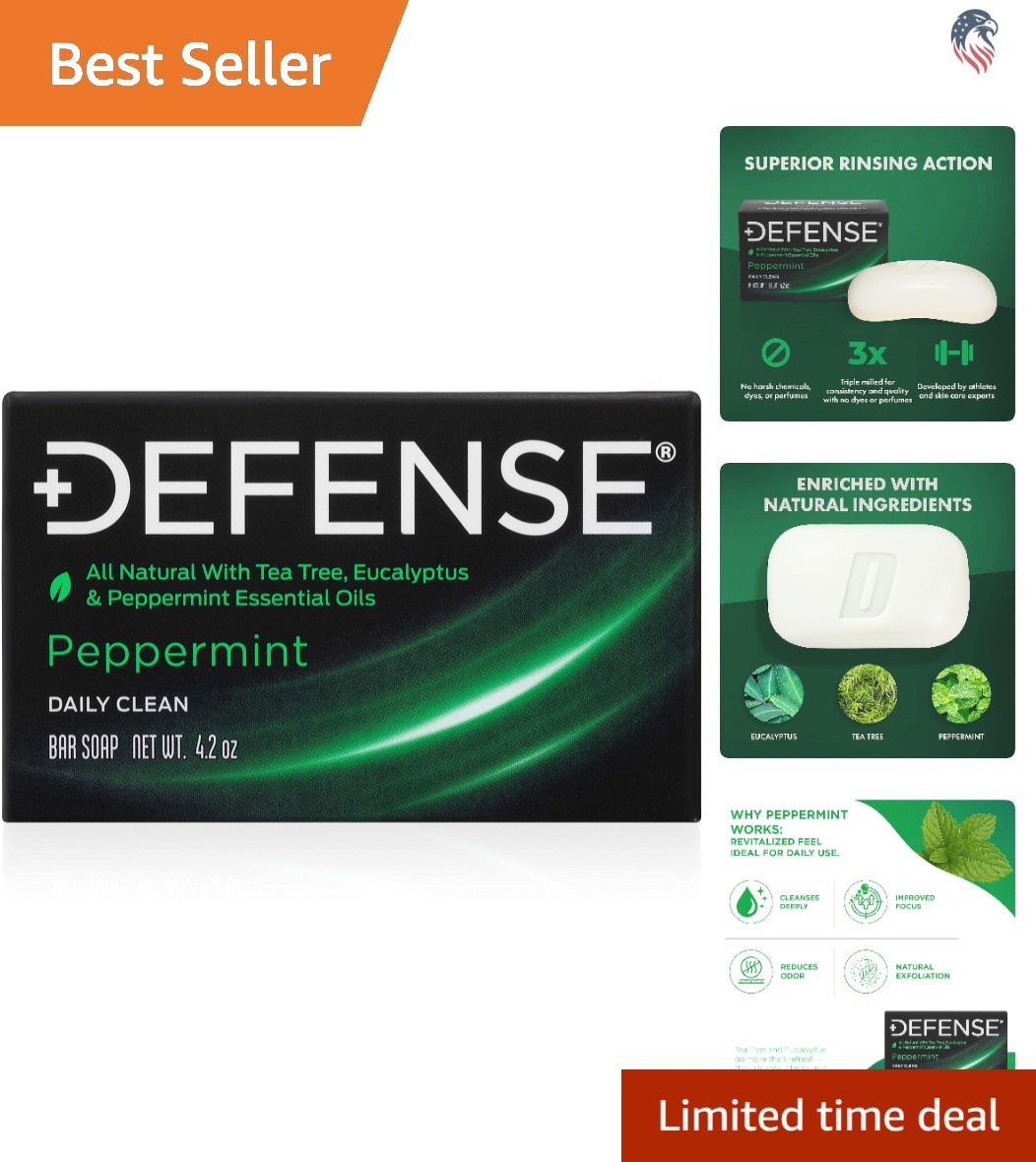 Gentle Men’s Peppermint Bar Soap with Tea Tree Eucalyptus Oil Natural
