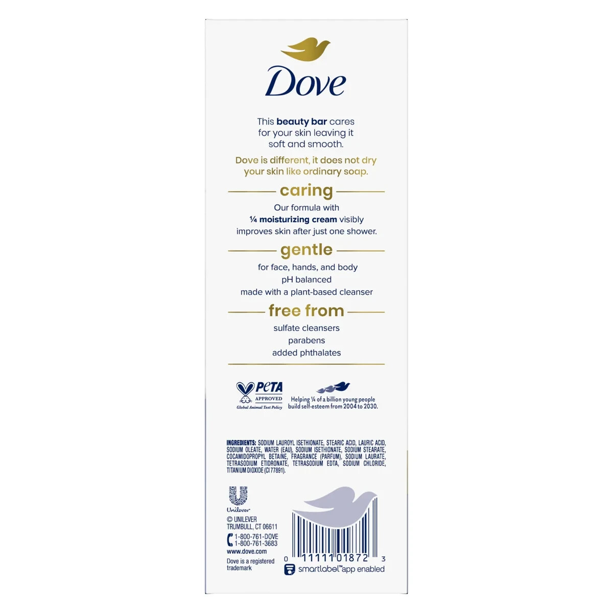 Dove Soap Original 1/4 Moisturizing Cream Beauty Bar 3.75 oz., 16 Bars