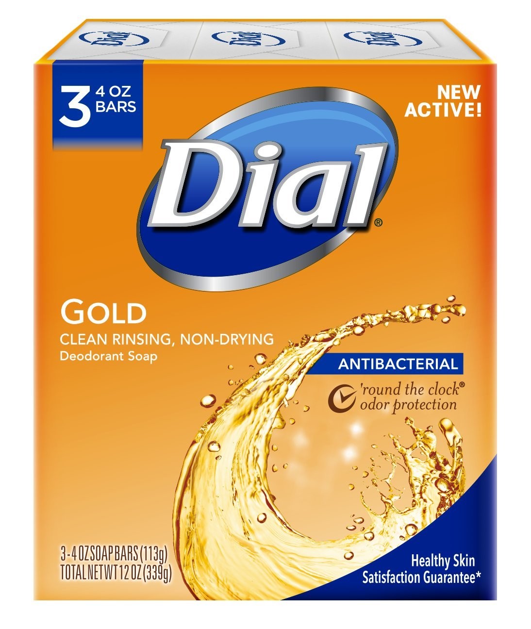 Antibacterial Deodorant Bar Soap, Advanced Clean, Gold, 4 oz, 3 Bars