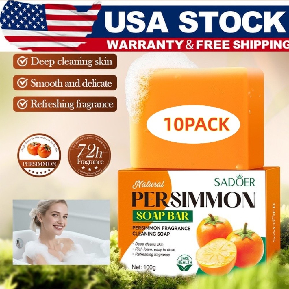 1-3XPersimmon Soap Bar Body Odor Control Deodorant Soap for for Old People Smell