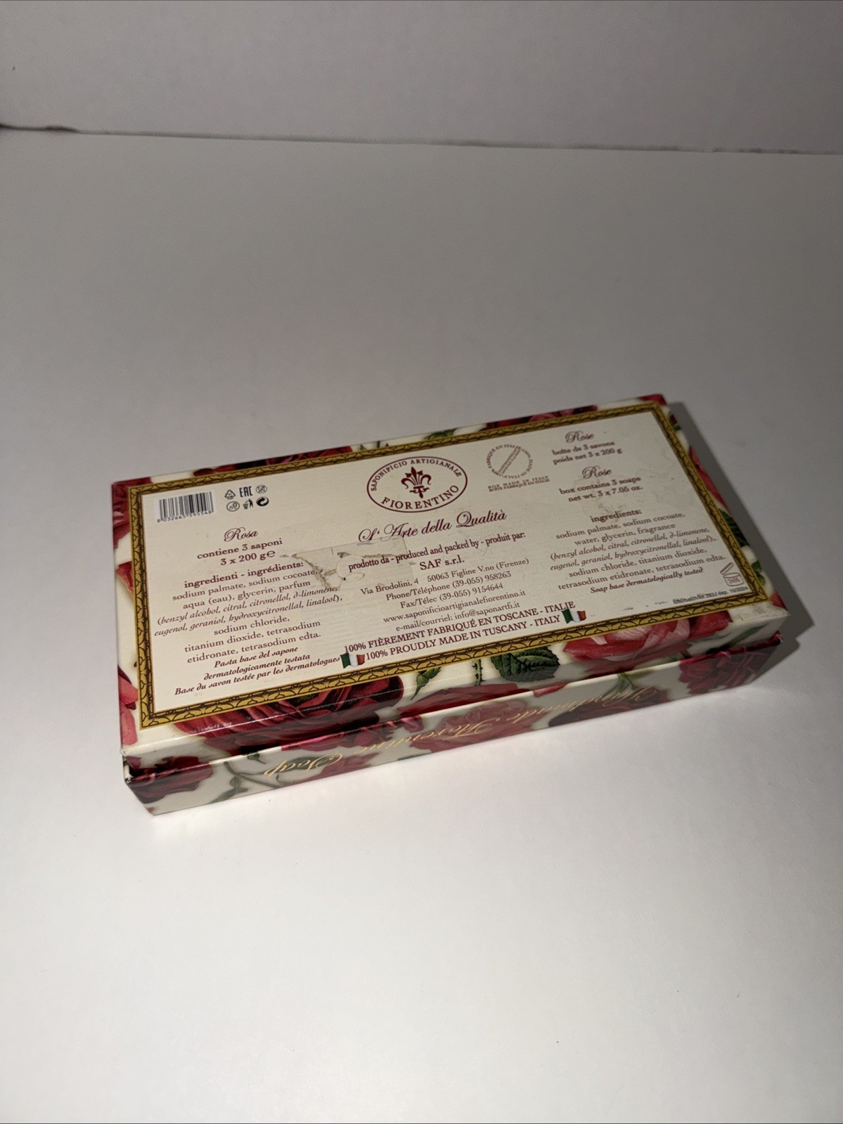 SAPONIFICIO ARTIGIANALE FIORENTINO *ROSE BLOSSOM *3 x 7.05 ozHandmade TuscanSoap