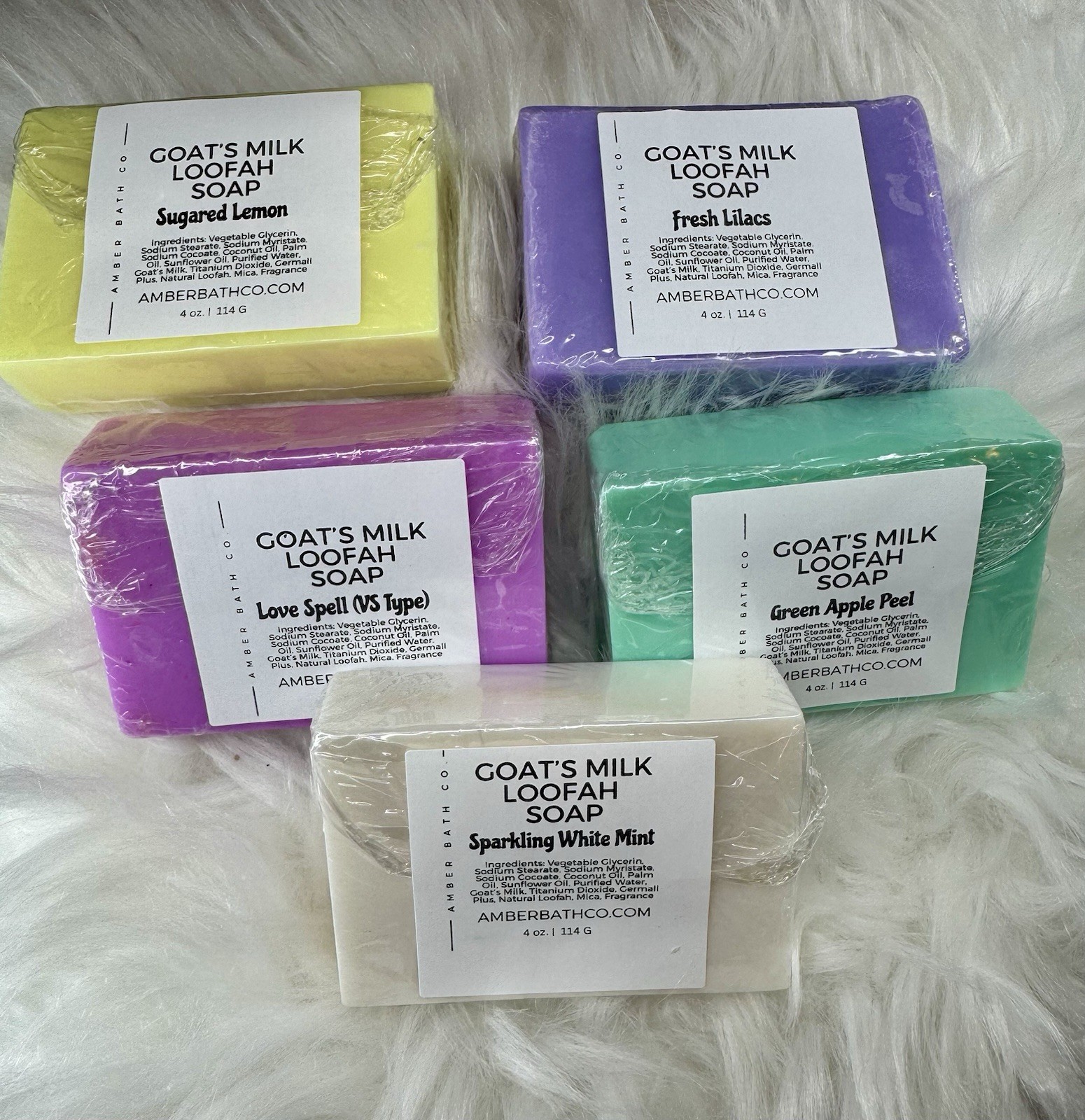 Amber Bath Co Goat’s Milk Loofah Soap Assorted Scents Rectangular Multipack