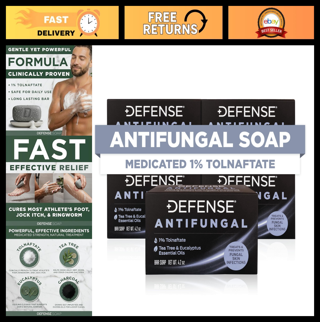 Antifungal Bar Soap 5-Pack | Treat Jock Itch, Ringworm, Athlete’s Foot & Skin Fu