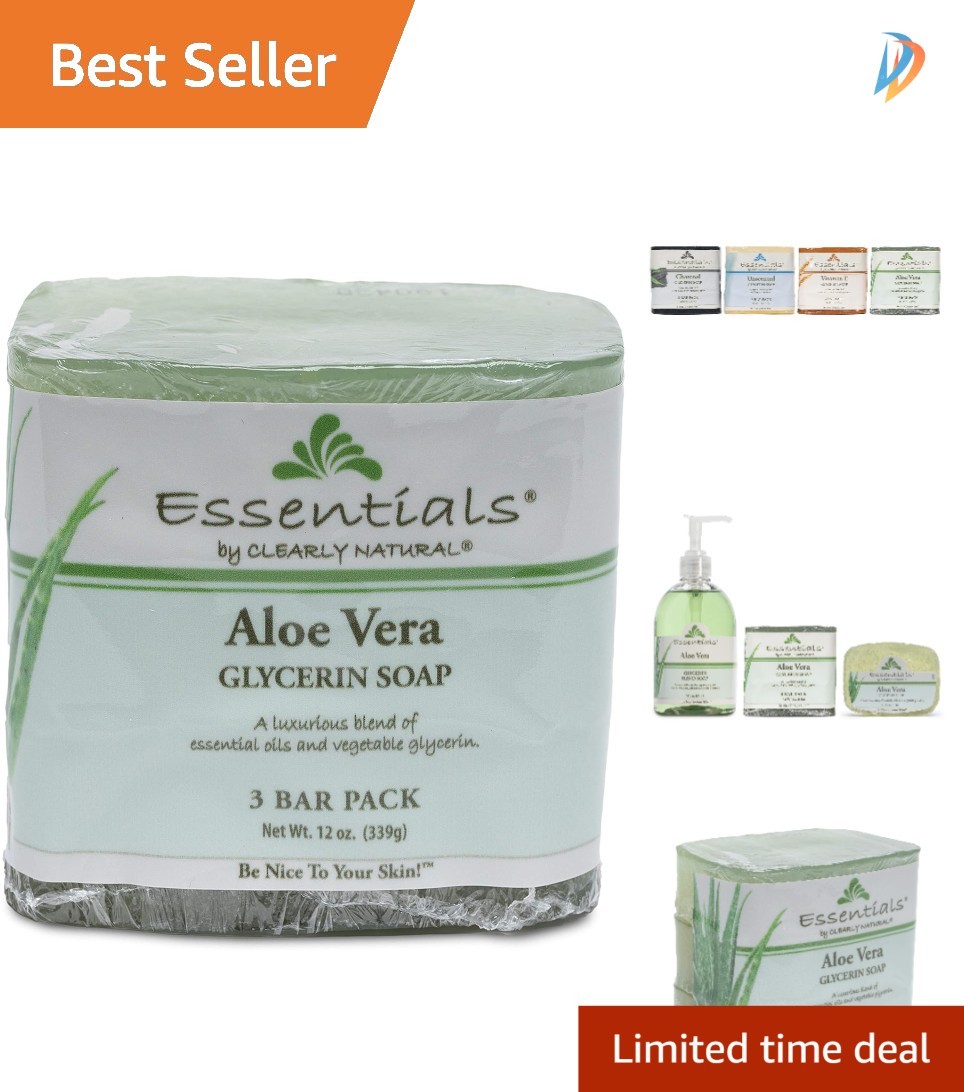 Soothing Essentials Aloe Vera Glycerin Soap – 12oz 3-Pack for Sensitive Skin
