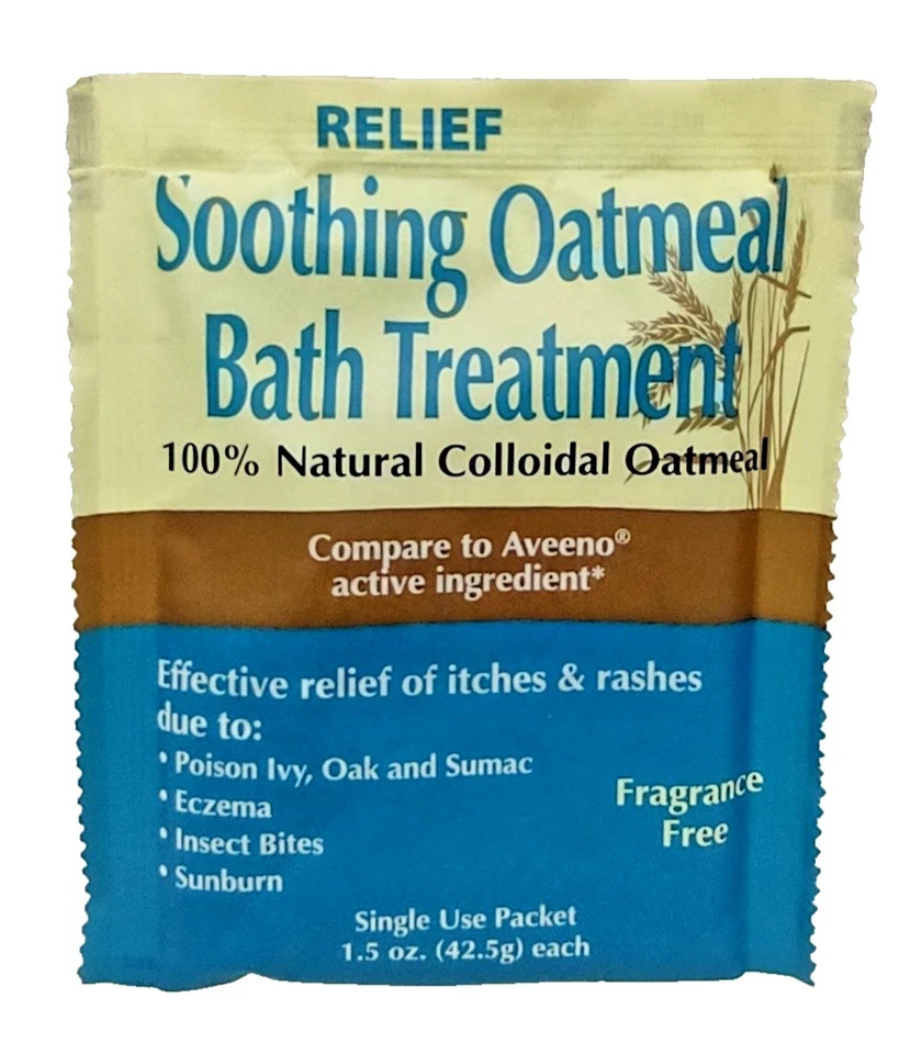 2 x RELIEF SOOTHING OATMEAL BATH TREATMENT Fragrance Free 1.5 oz each