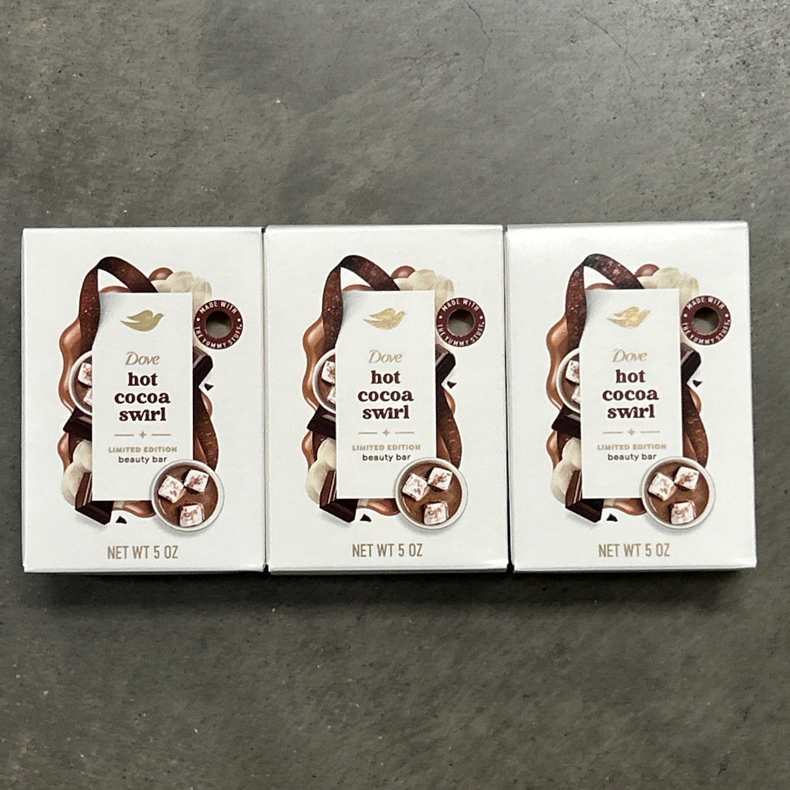 3x Dove Limited Edition Holiday Treats HOT COCOA SWIRL Beauty Bar 5oz Soap