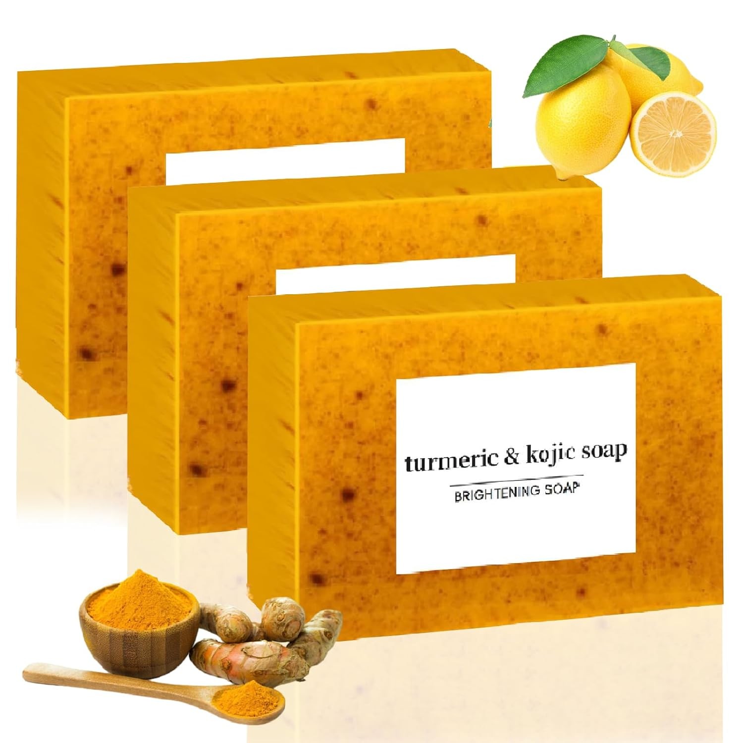 3-6PCS Lemon Turmeric Soap,Turmeric Soap Bar for Face&Body,Natural turmeric Hand