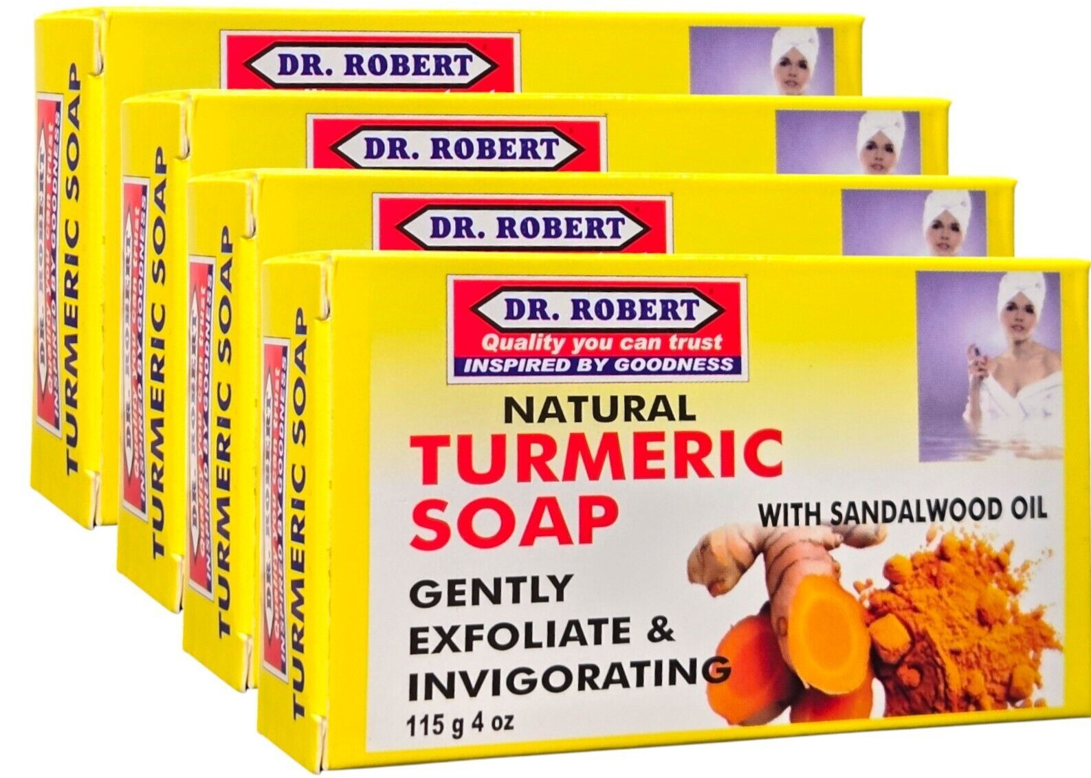 Turmeric Soap with Sandal Wood Oil by Dr. Robert , 4-pack – 115g