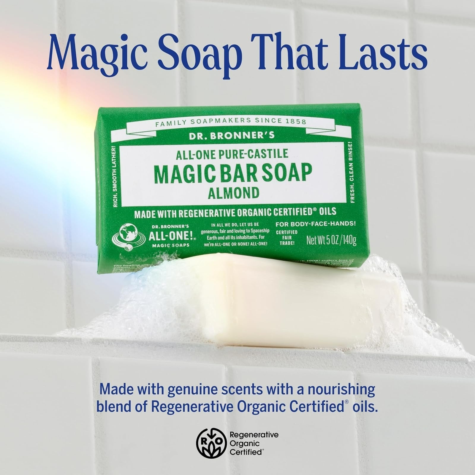 Dr. Bronner’s Pure-Castile Magic Bar Soap – Almond – 2 Pack – 5 oz