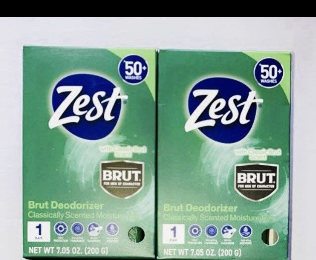 Zest Brut Deodorizer Classically Scented Moisture Bar Soap 7.05 oz. lot of 4 New
