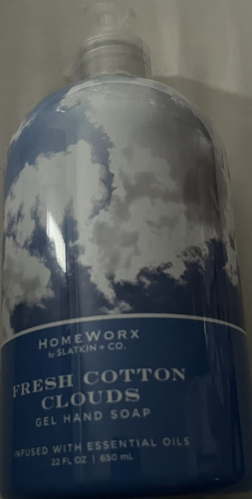 NEW HOMEWORX BY SLATKIN & CO FRESH COTTON CLOUDS GEL HAND SOAP-22 FL OZ-
