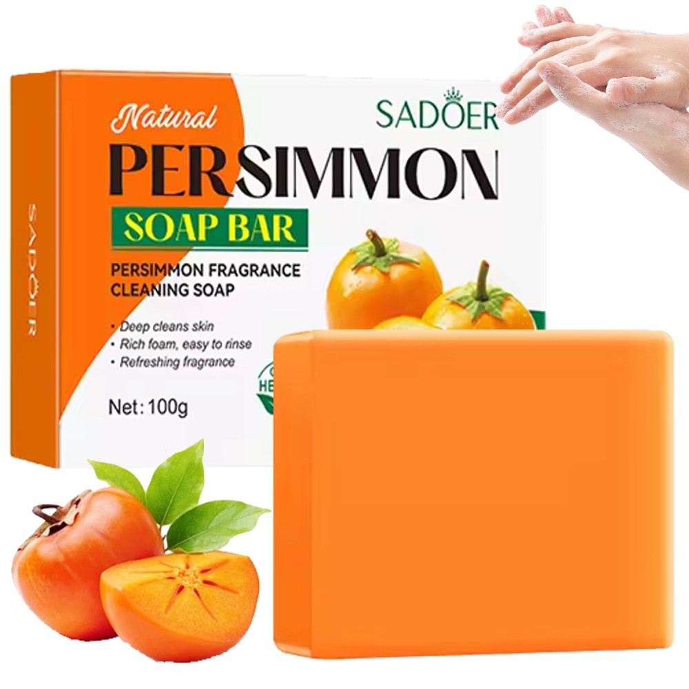 1-10PACK Persimmon Soap Bar for Old People Smell,Natural Deodorant Body Face Bar