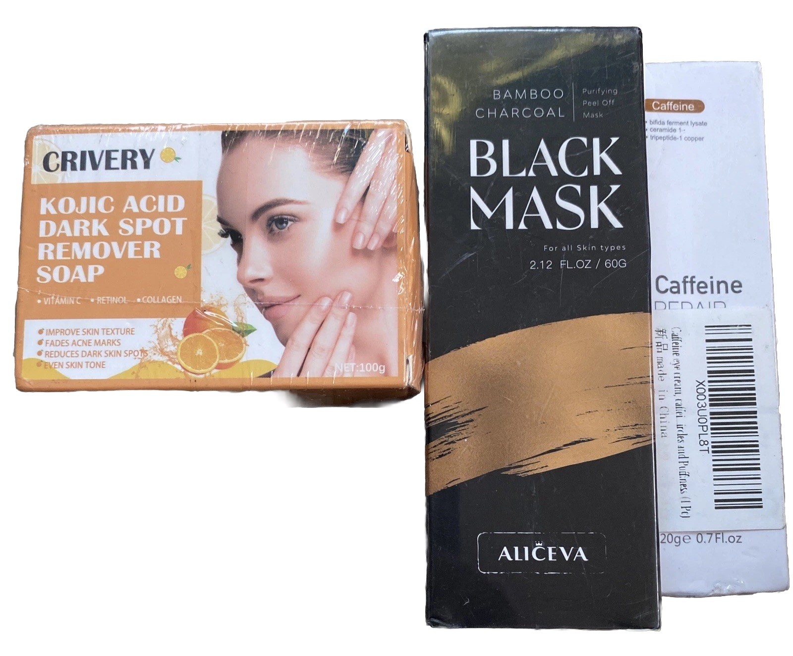 Kojic Acid Dark Spot Remover Soap Bars C Bamboo Black Mask Caffeine Repair Lot
