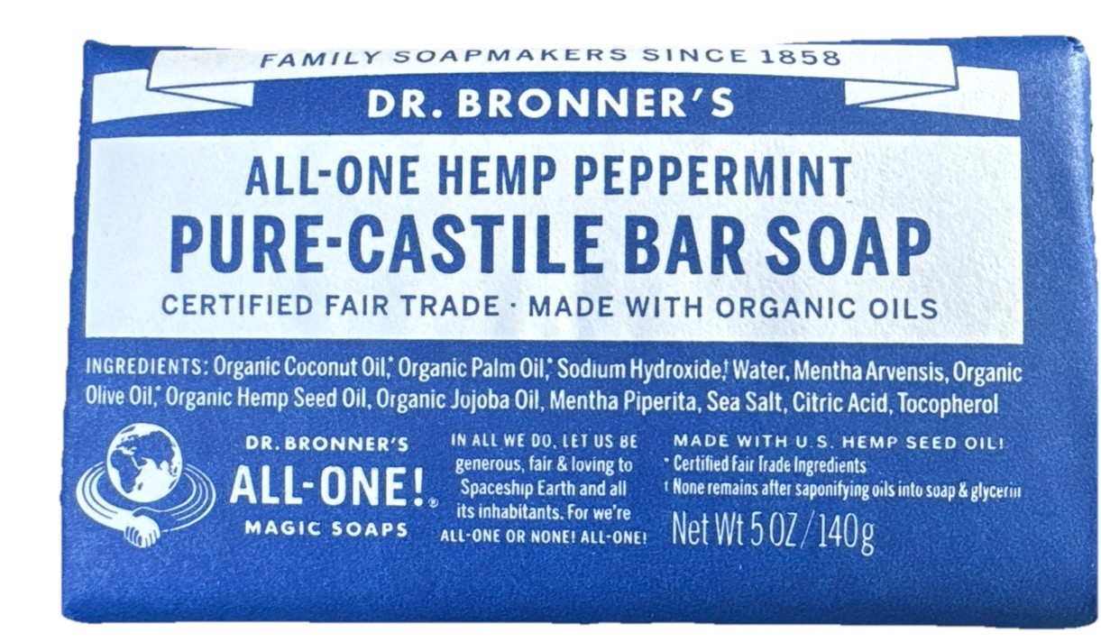 Dr. Bronner’s Pure-Castile Bar Soap All-One Hemp Peppermint 5 oz New