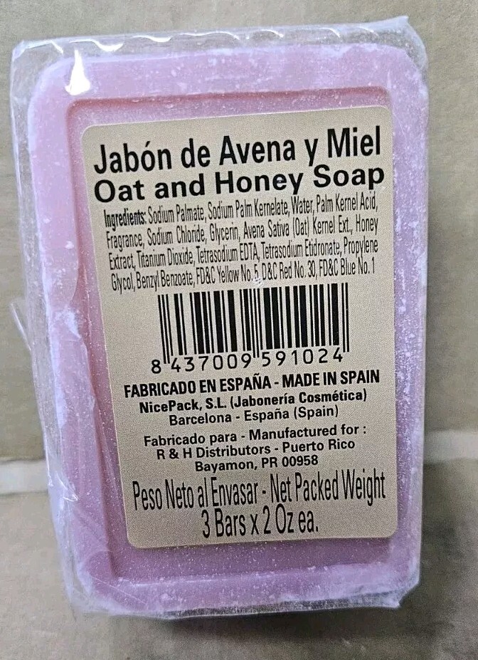 HONEY & OAT SOAP BARS 6 Bars-2 0z. Made In Spain