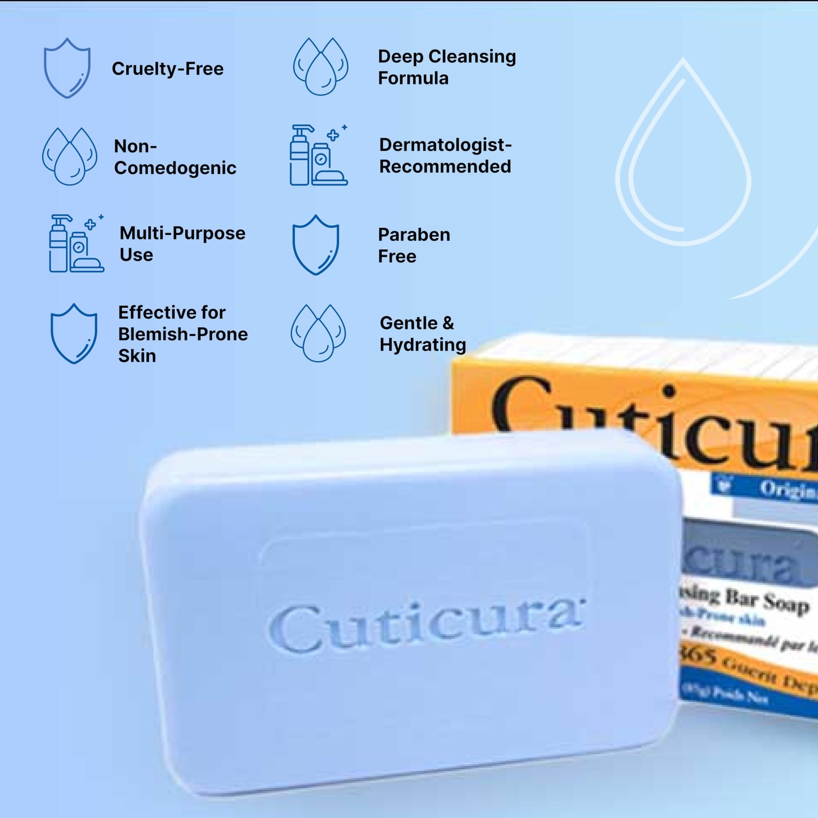Cuticura Official Deep Cleansing Face and Body Soap – 3 oz Pack of 1