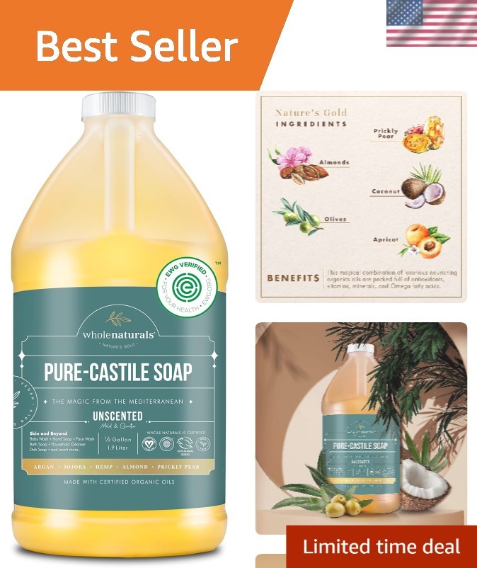 Organic Liquid Castile Soap 64 Fl Oz – Gentle, Non-GMO, Palm Oil Free Formula
