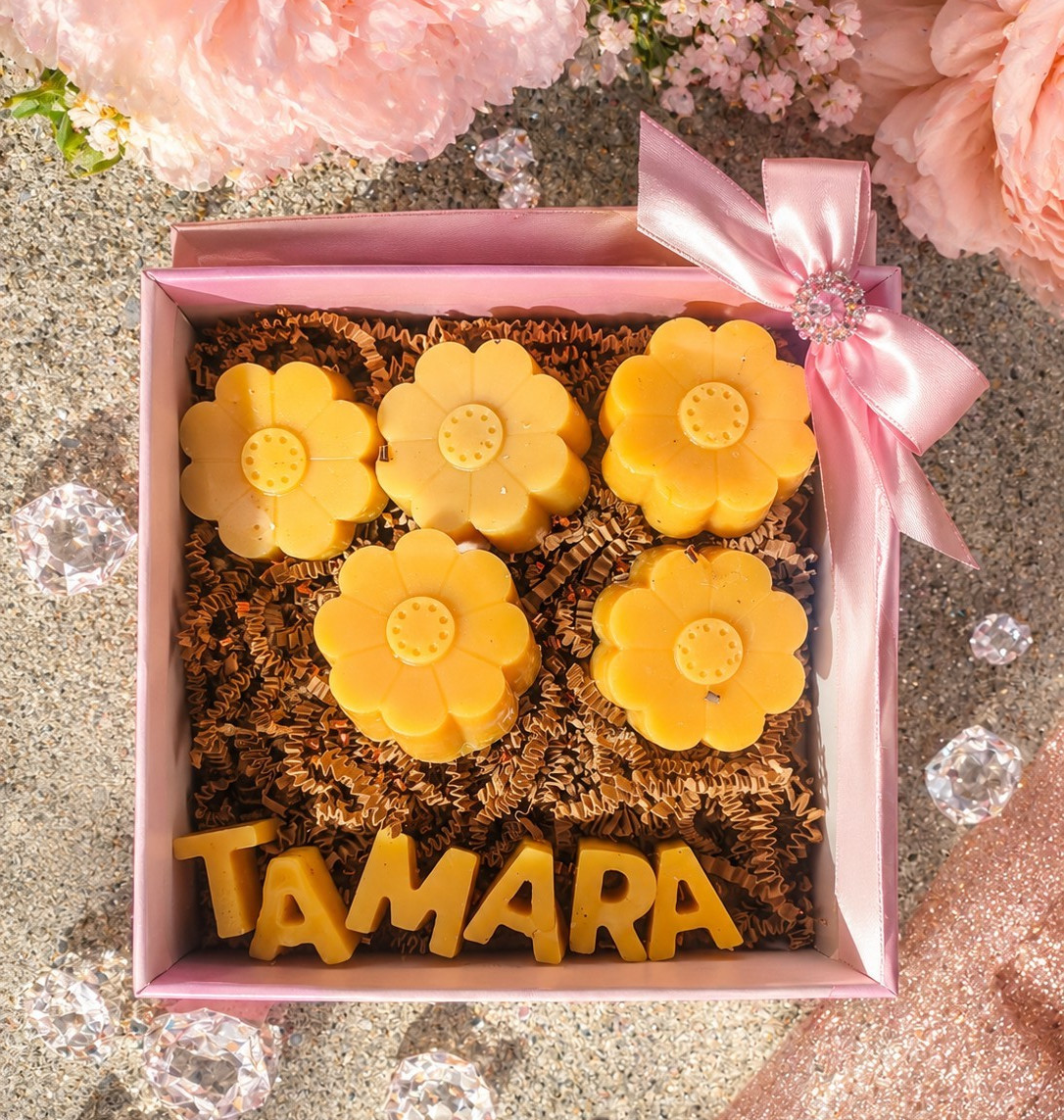 TALVARA Flower Shaped Hazelnut Cream Scented Multipack 4oz With Your Name