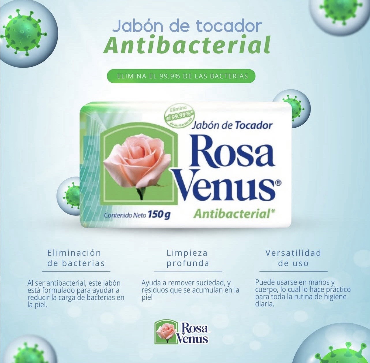 9 JABONES ROSA VENUS ANTIBACTERIAL 🇲🇽 (150g) – 9 ROSA VENUS GREEN SOAPS