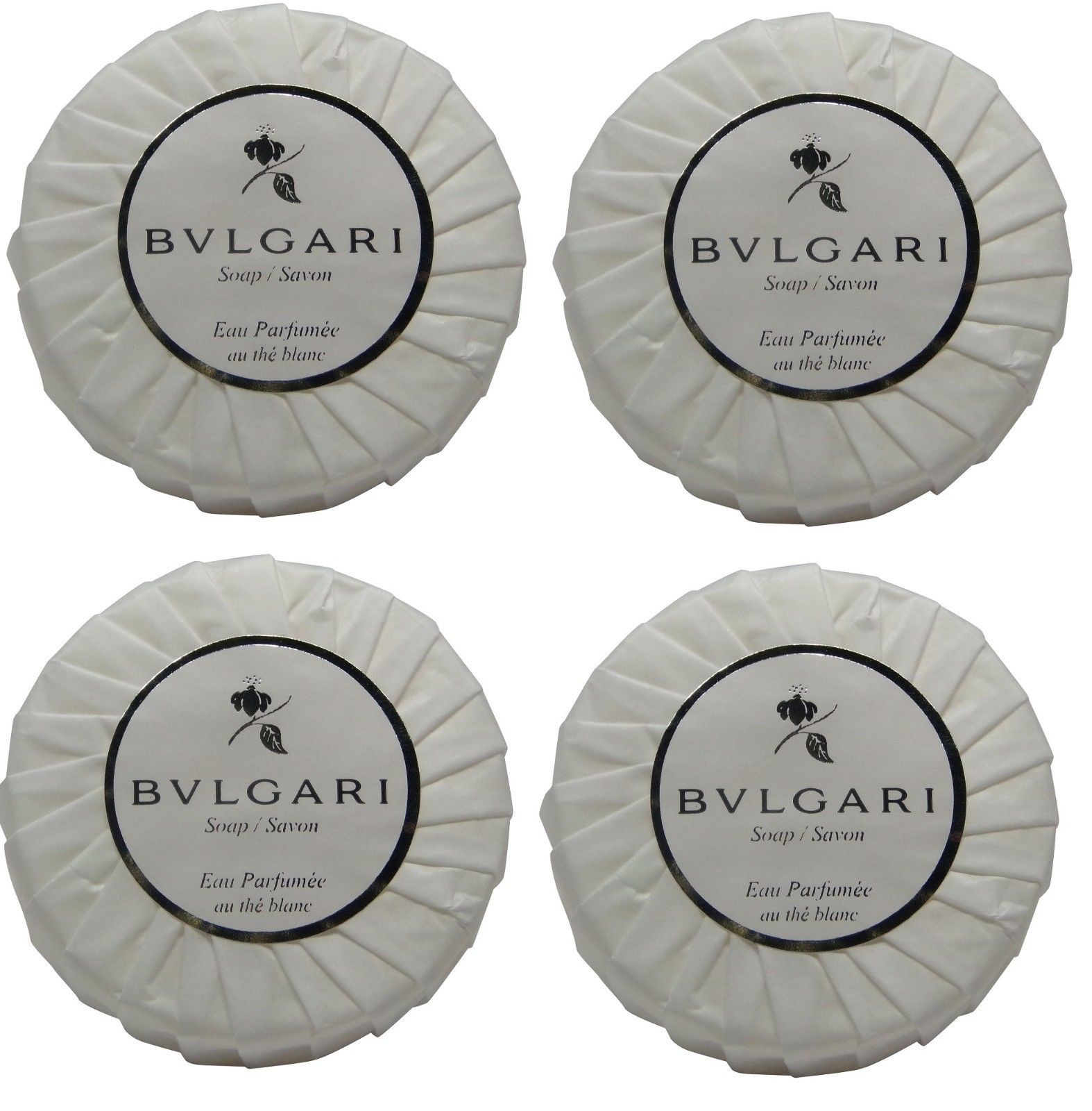 Bvlgari White Tea au the blanc lot of 4 ea 1.76oz bars of Soap Total of 7oz