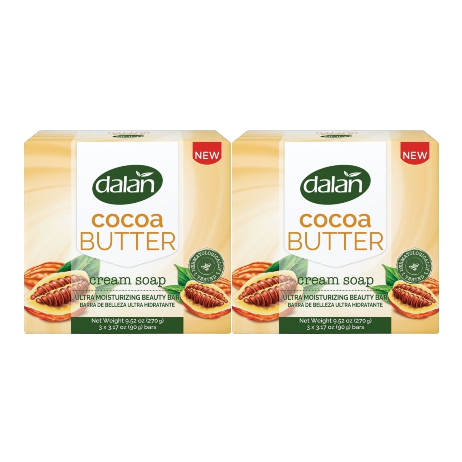 Dalan Cocoa Butter Cream Soap Bar, 6 Bars x 3.17oz Each